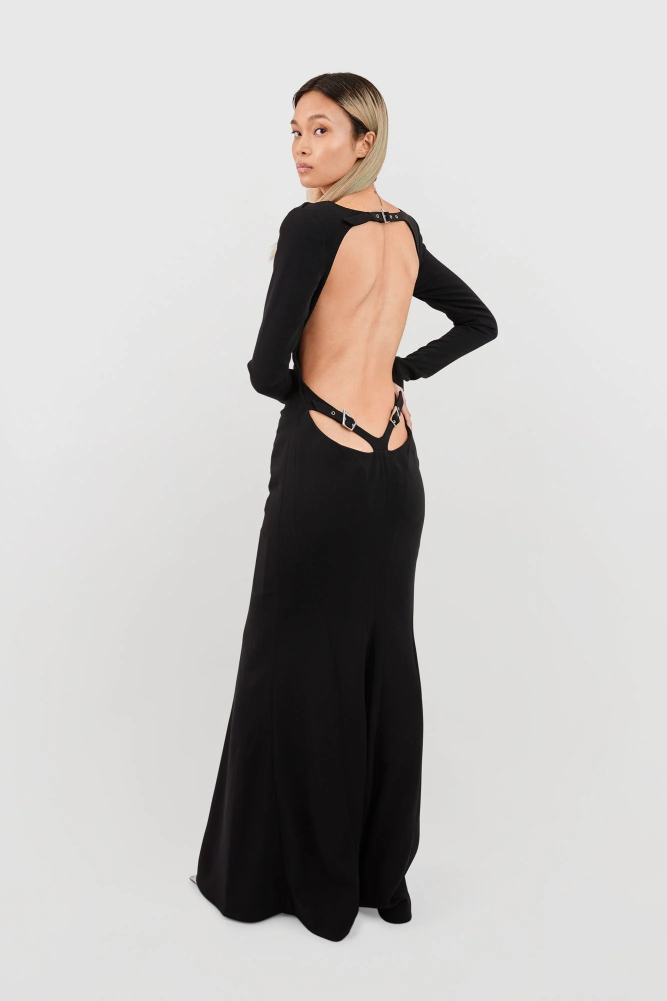 Mugler Crepe Viscose Open Back Dress - Image 4