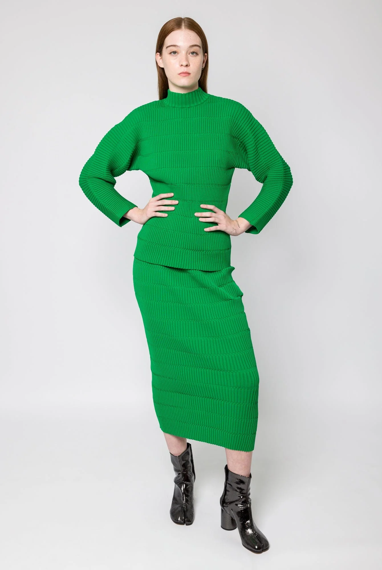 Pleats Please Issey Miyake Jiggly Knit Top in Green - Image 4