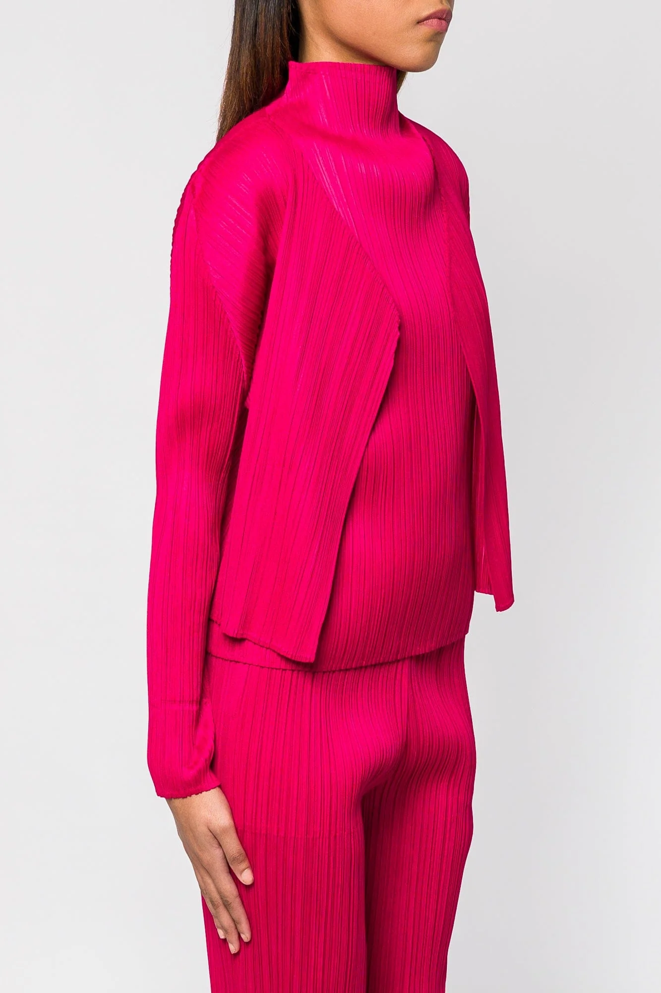 Pleats Please Issey Miyake New Colorful Basics Cardigan 4 in Carmine - Image 2