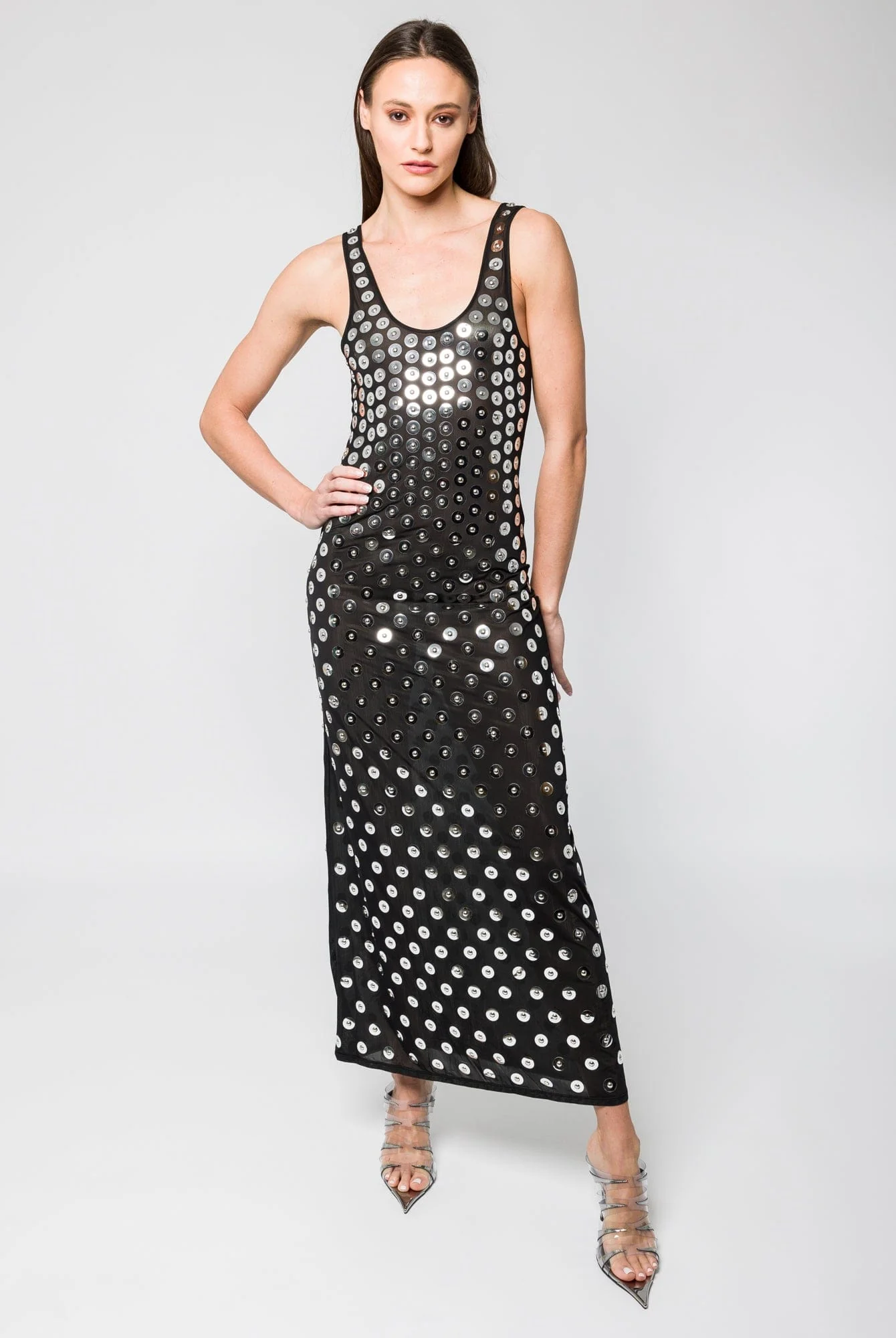 Rabanne Dress with Silver Disk Embellishments - Image 4