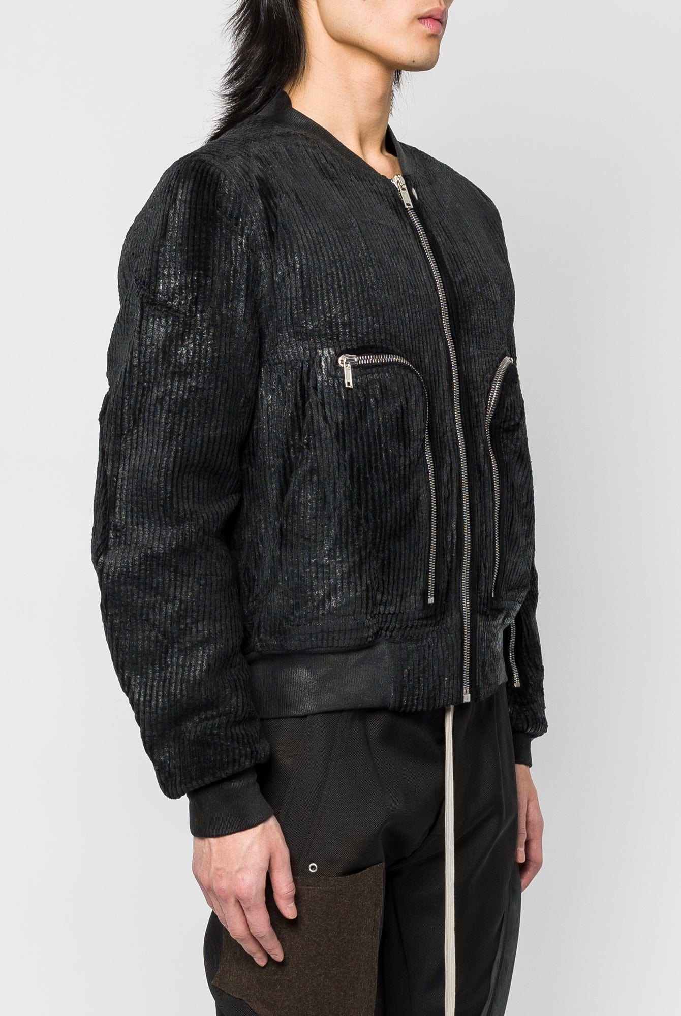 Rick Owens DRKSHDW Bauhaus Flight in Black Foil Corduroy - Image 2