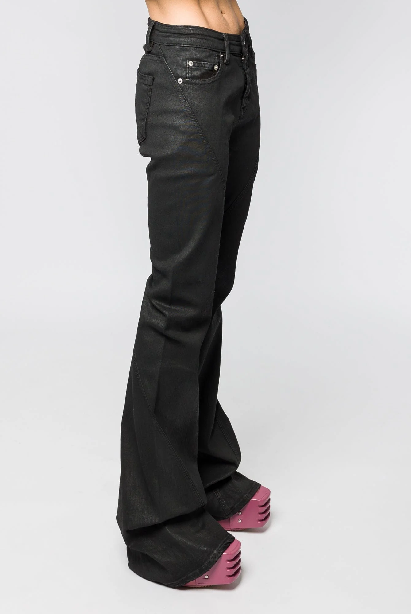 Rick Owens DRKSHDW Bias Bootcut in Black Wax - Image 2