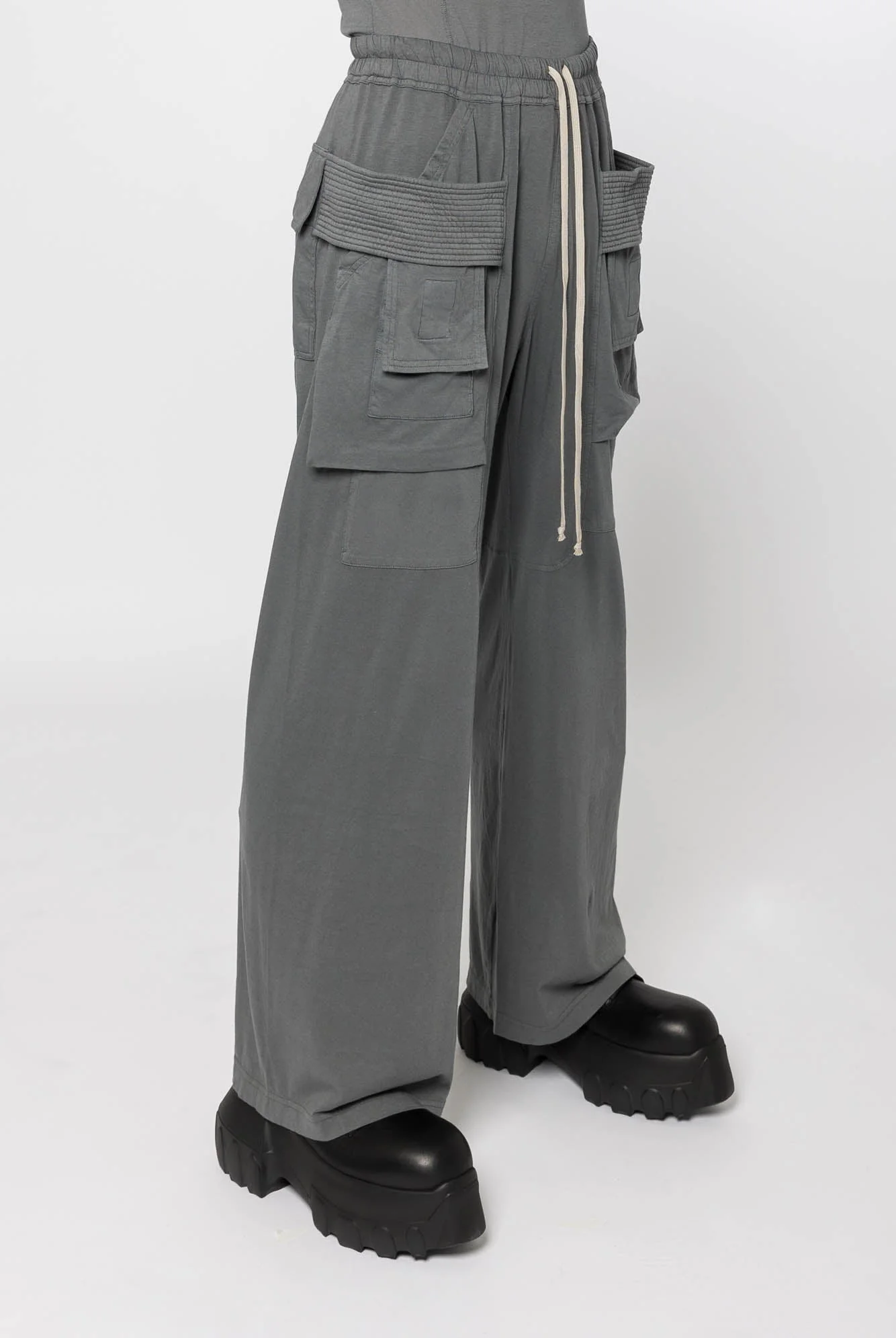 Rick Owens DRKSHDW Creatch Wide Cargo Drawstring in Stone - Image 2