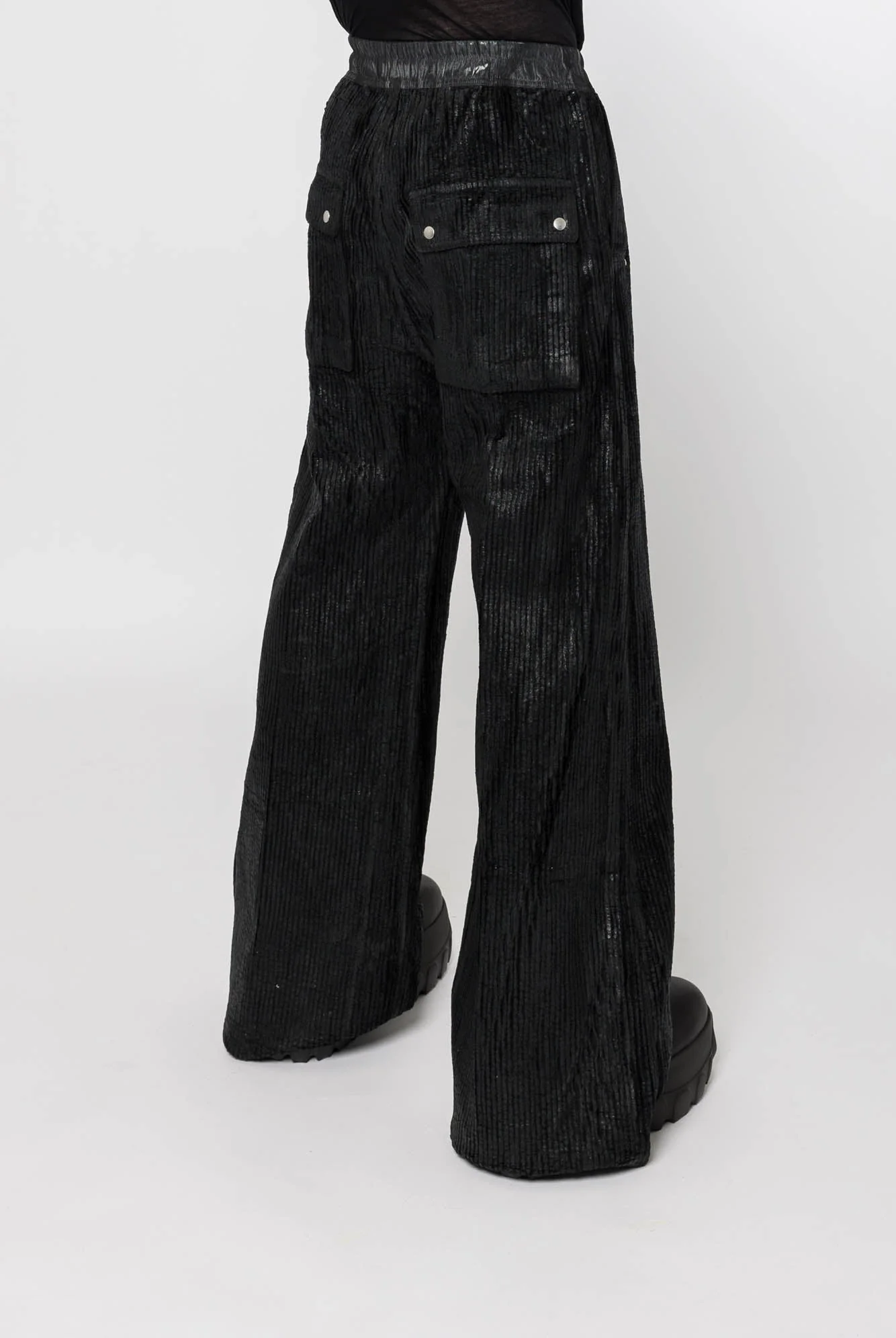 Rick Owens DRKSHDW Geth Belas in Black Foil Corduroy - Image 3