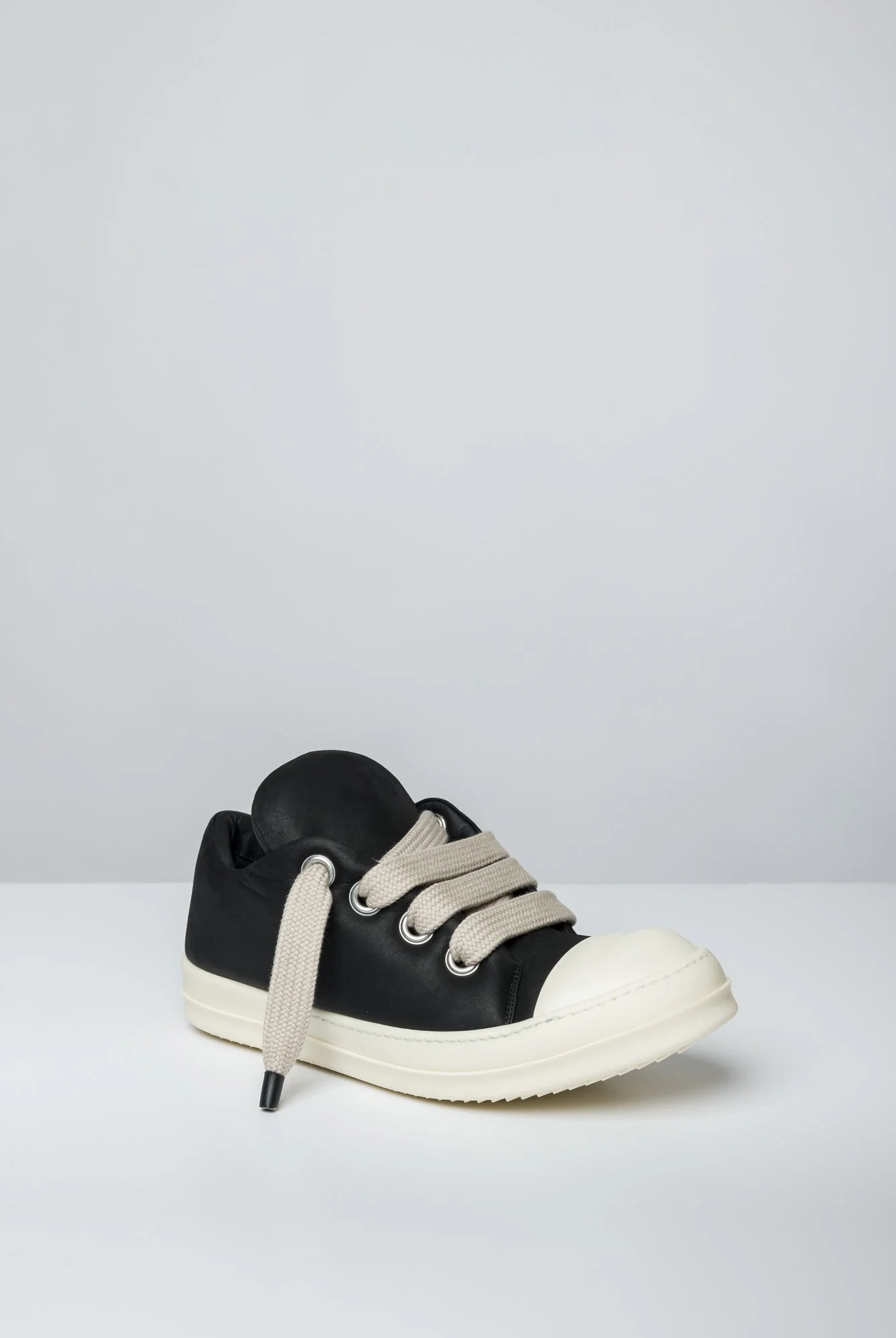 Rick Owens Jumbo Lace Padded Low Sneaks in Black Milk - Image 2