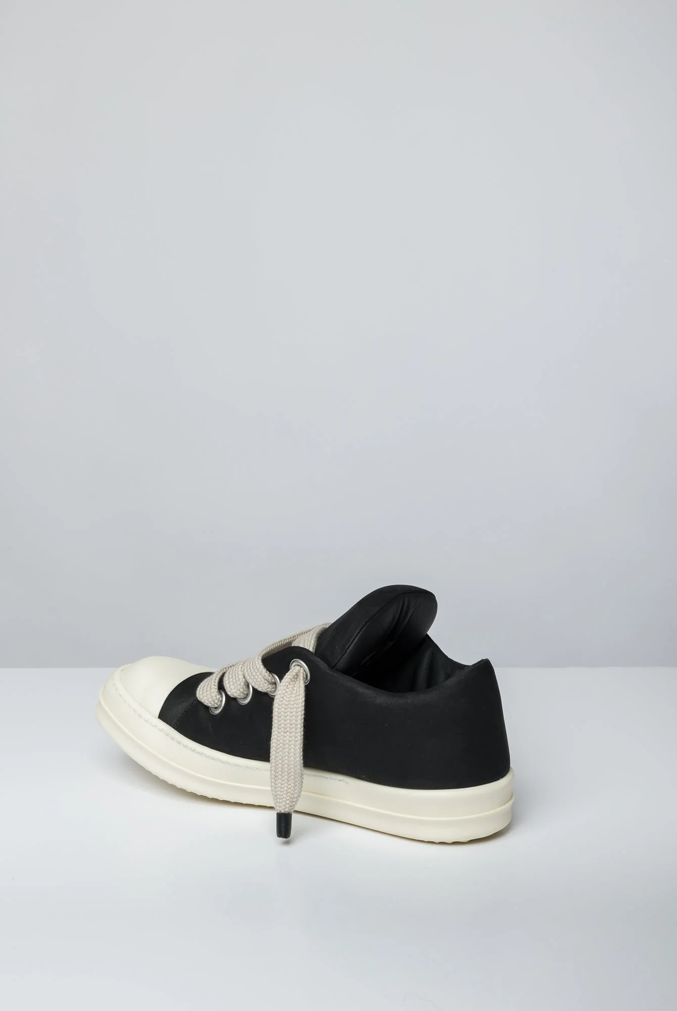 Rick Owens Jumbo Lace Padded Low Sneaks in Black Milk - Image 3
