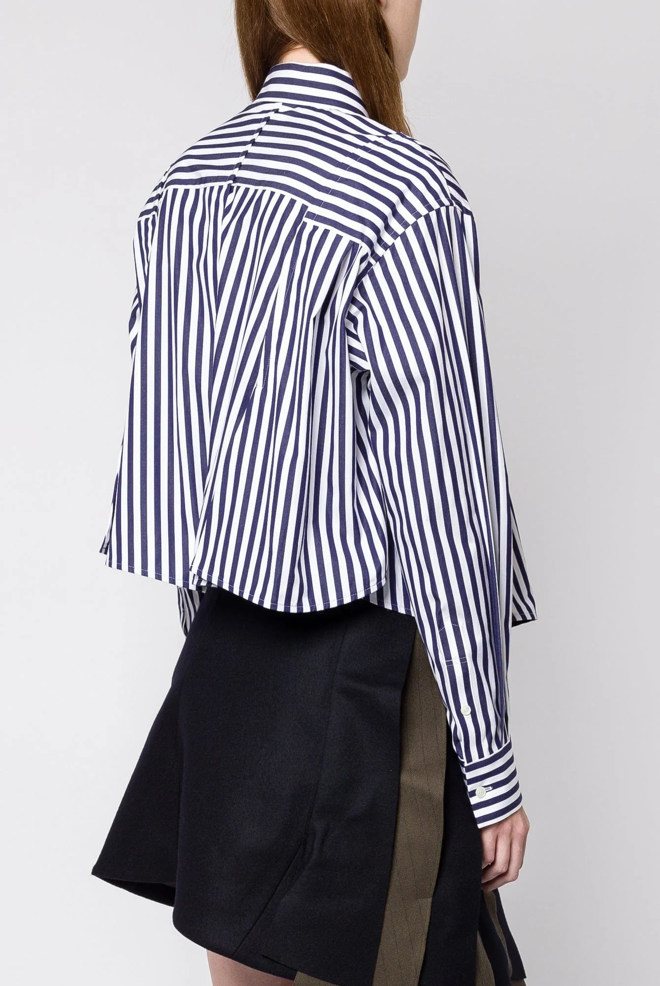 Sacai Cotton Poplin Shirt in Navy Stripe - Image 3