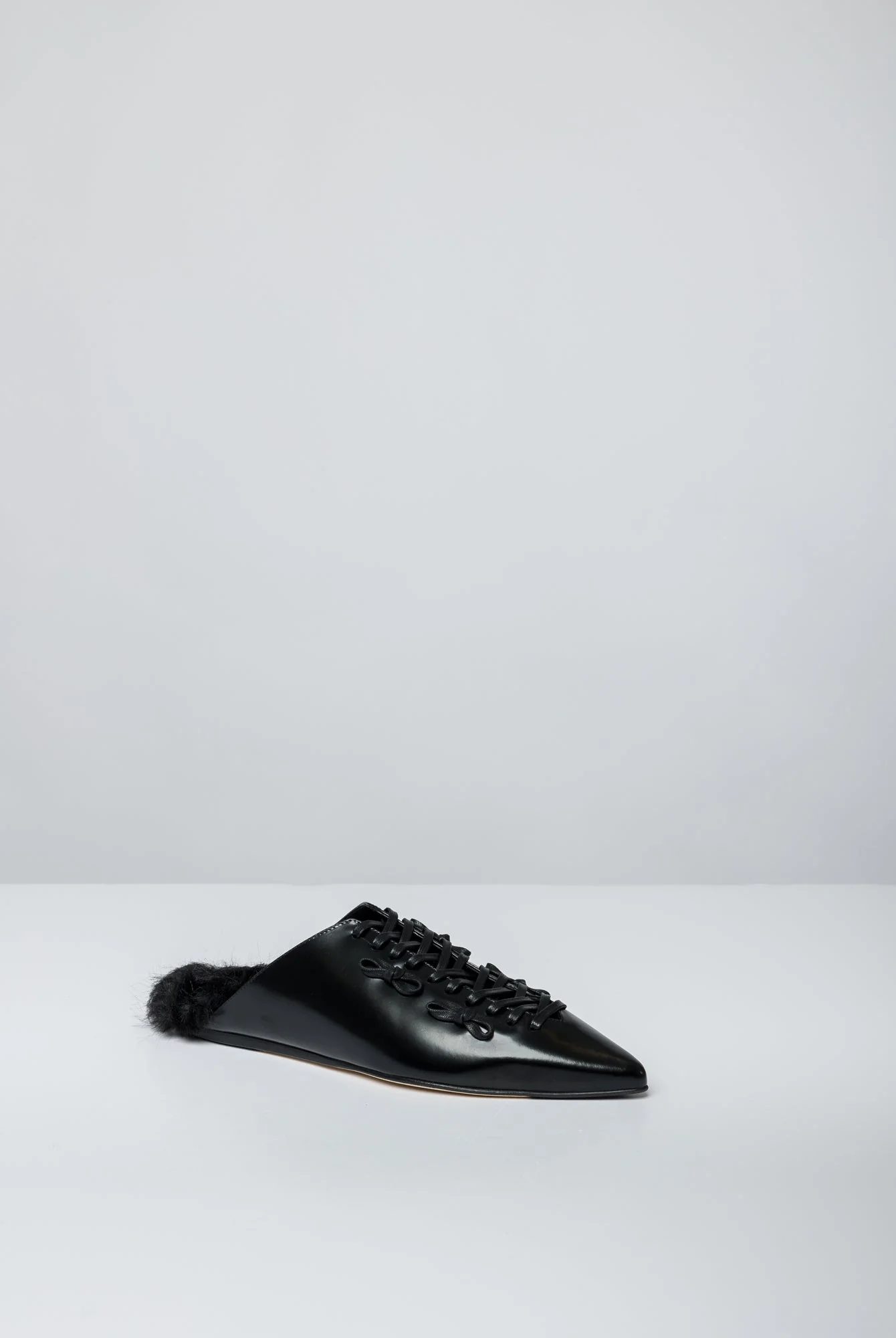 Simone Rocha Faux Fur Point Toe Lace Up Slipper - Image 2