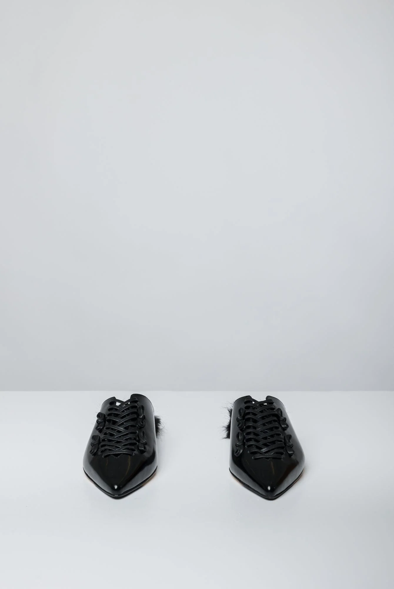 Simone Rocha Faux Fur Point Toe Lace Up Slipper - Image 4
