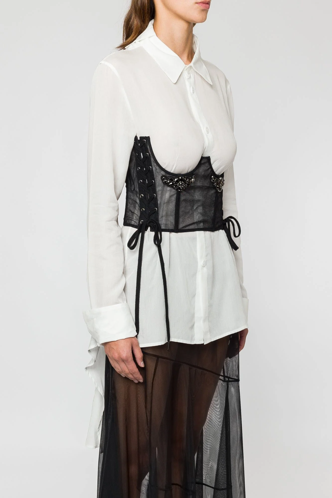 Simone Rocha Short Lace Up Corset With Embroidery - Image 2