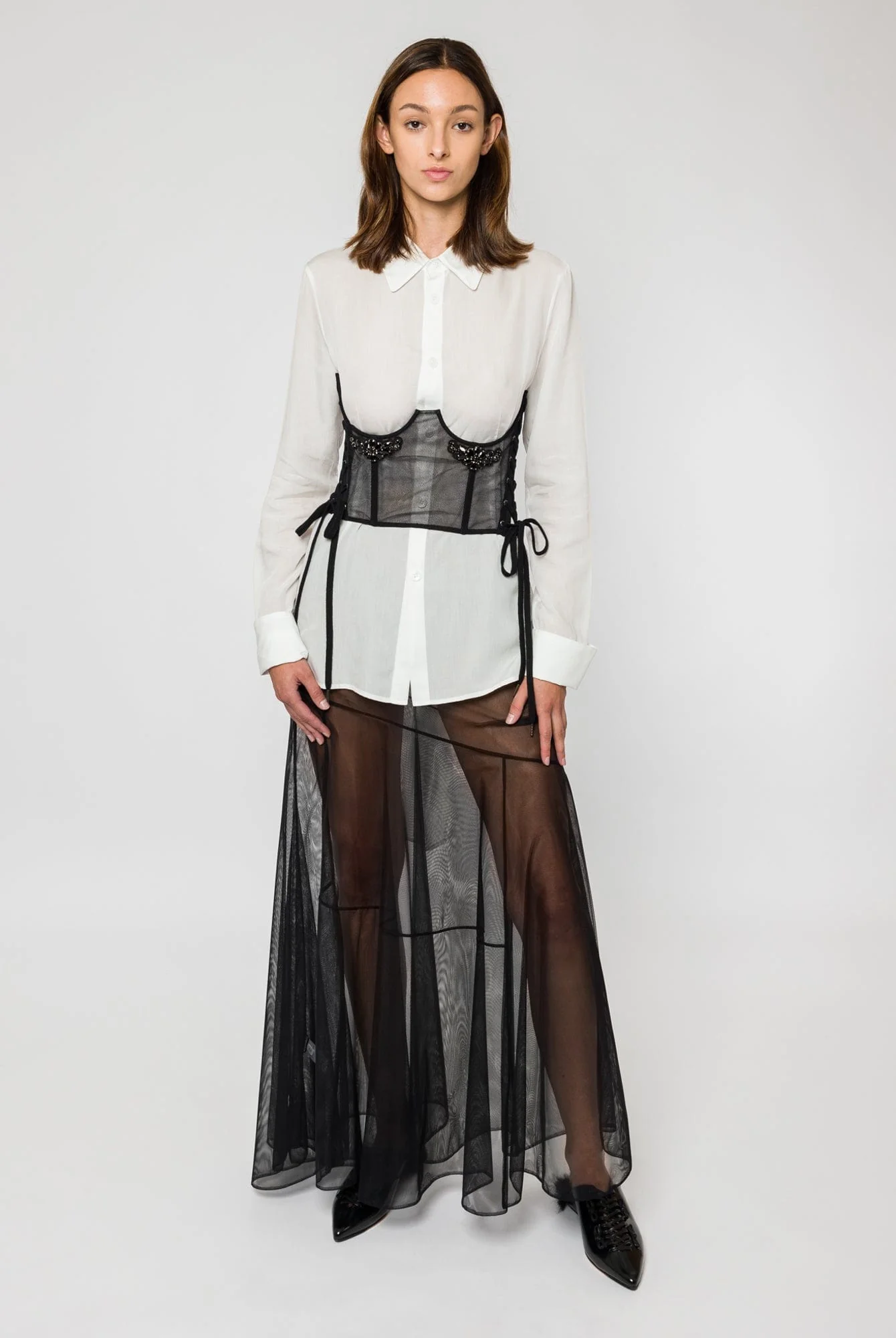 Simone Rocha Short Lace Up Corset With Embroidery - Image 4