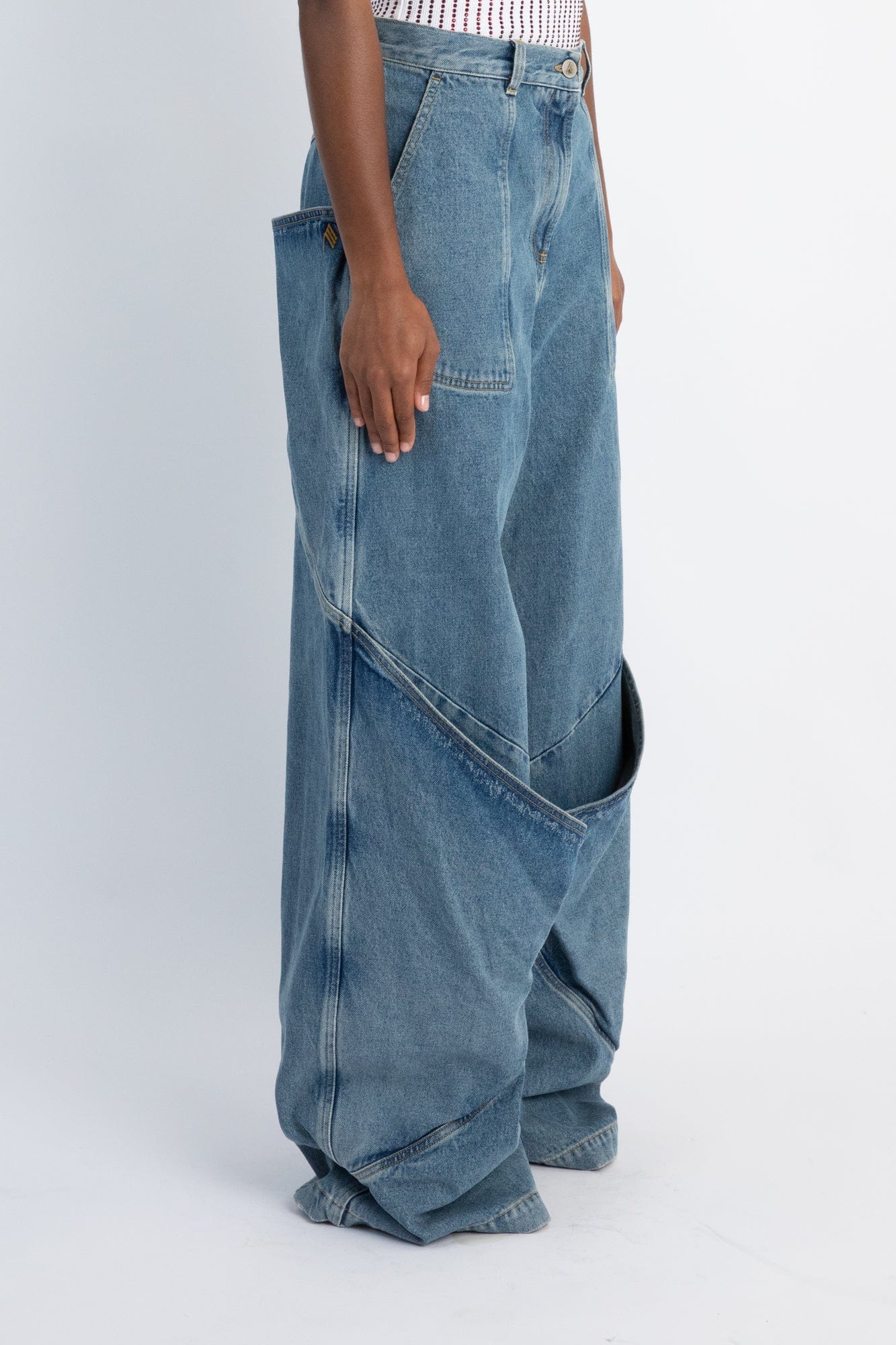 The Attico Denim Cuff Pants in Sky Blue - Image 2