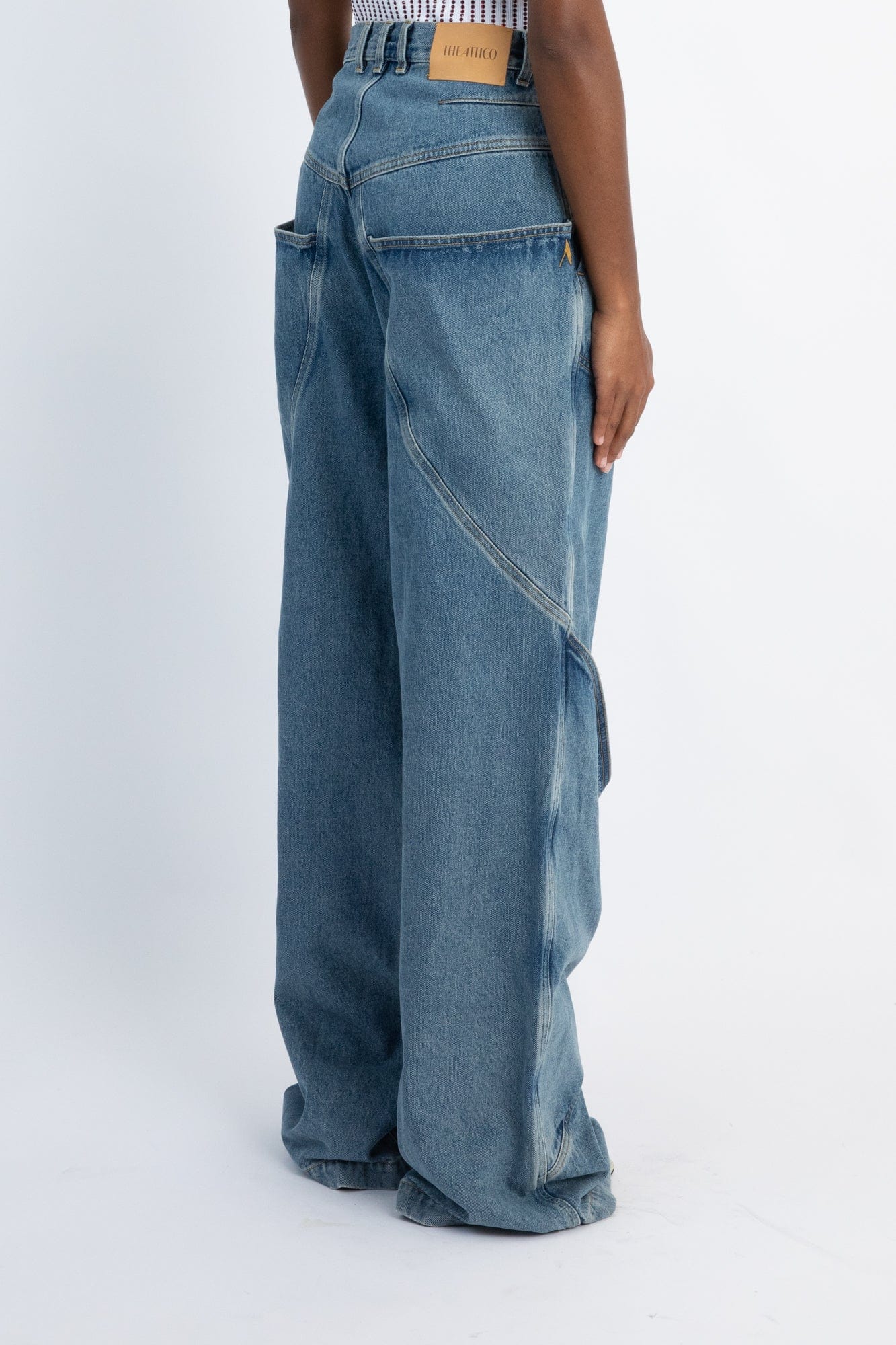 The Attico Denim Cuff Pants in Sky Blue - Image 3