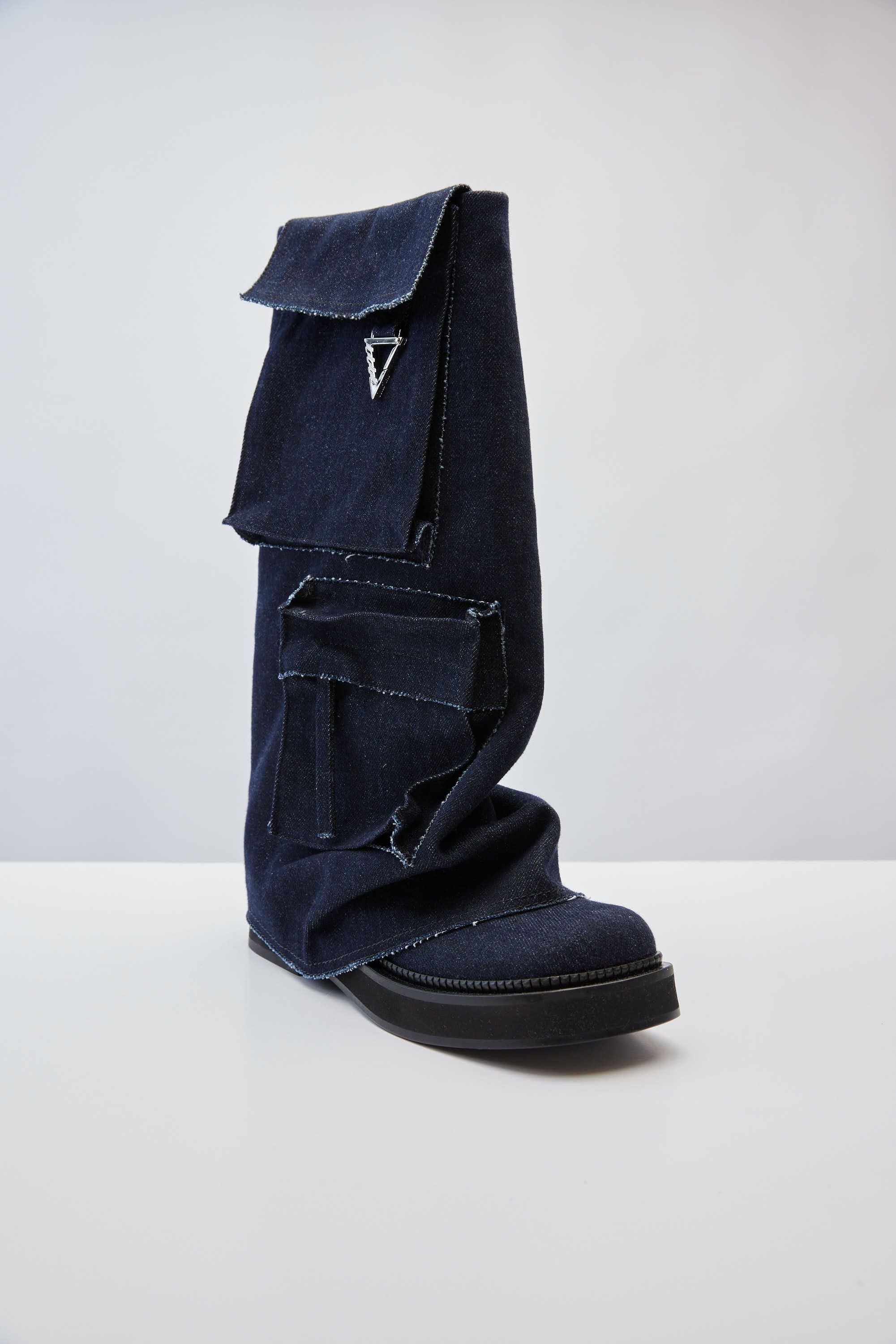 The Attico Robin Fern Boot in Dark Blue Denim - Image 2