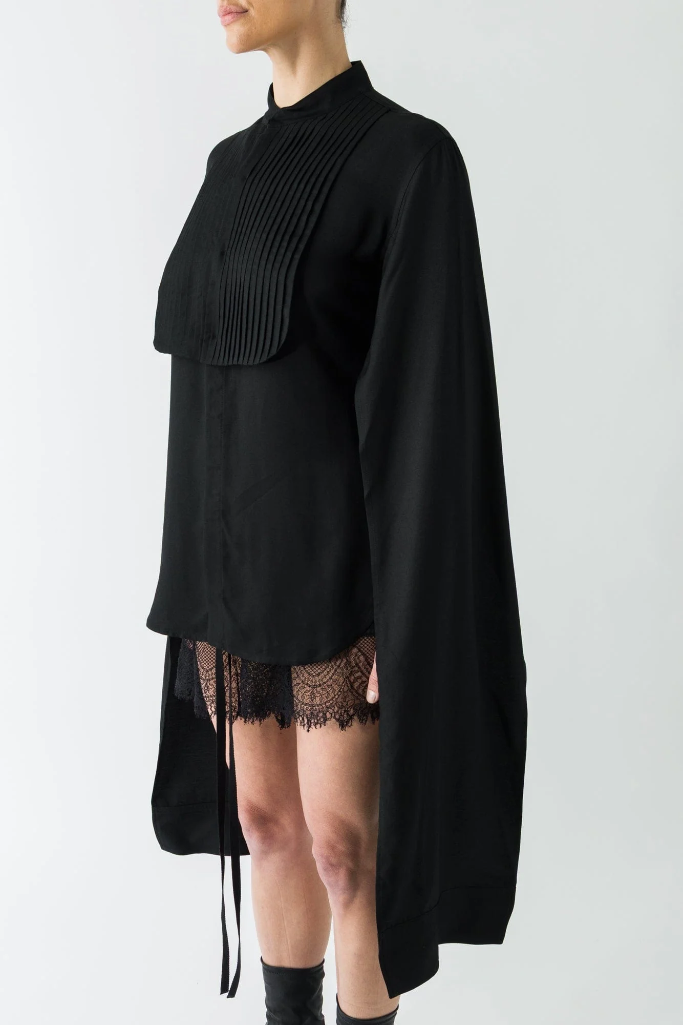 Yohji Yamamoto 2 Layered SLV Pintuck Blouse - Image 2