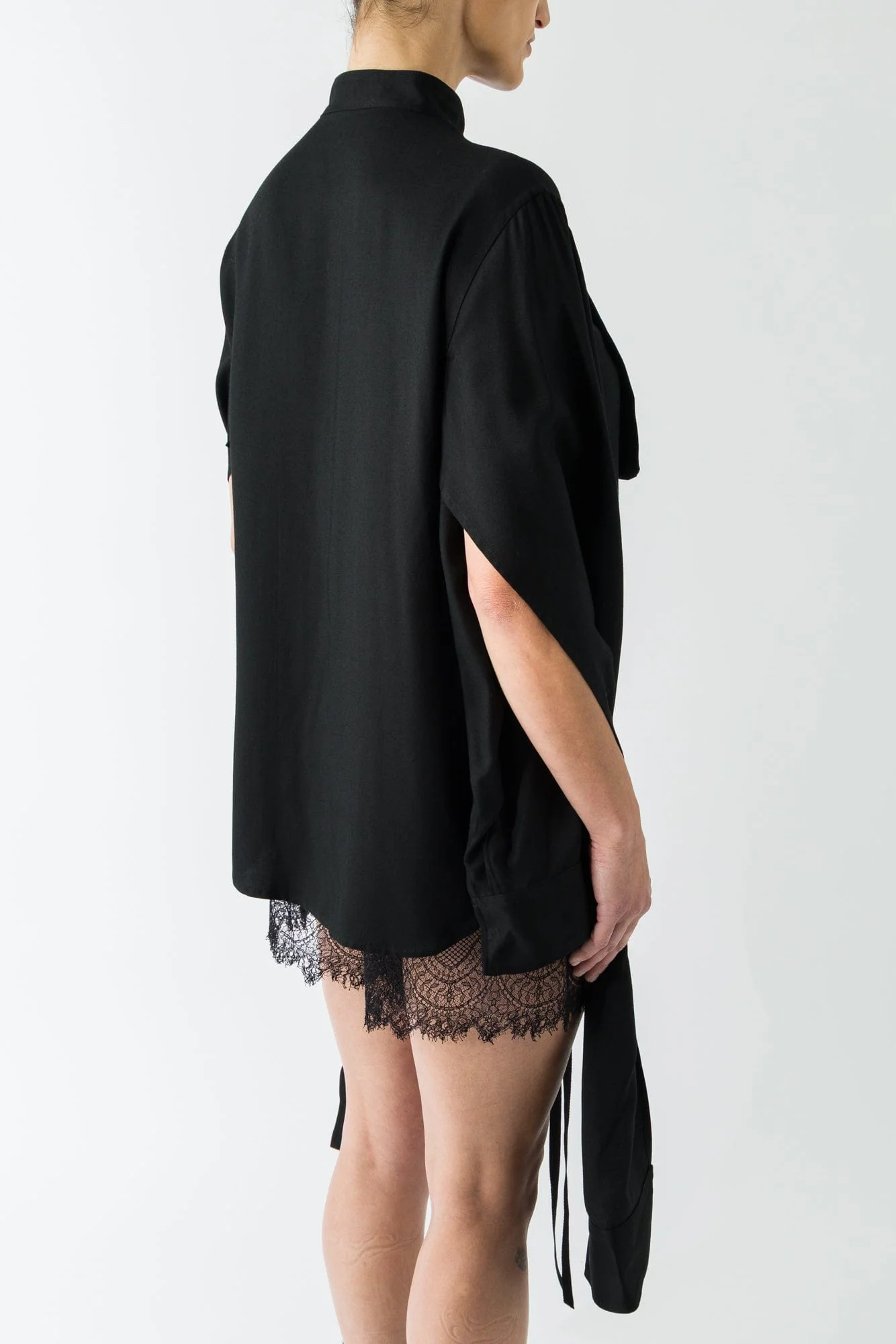 Yohji Yamamoto 2 Layered SLV Pintuck Blouse - Image 3