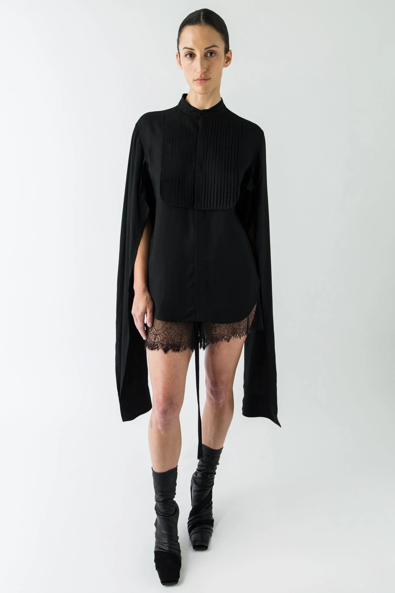 Yohji Yamamoto 2 Layered SLV Pintuck Blouse - Image 4