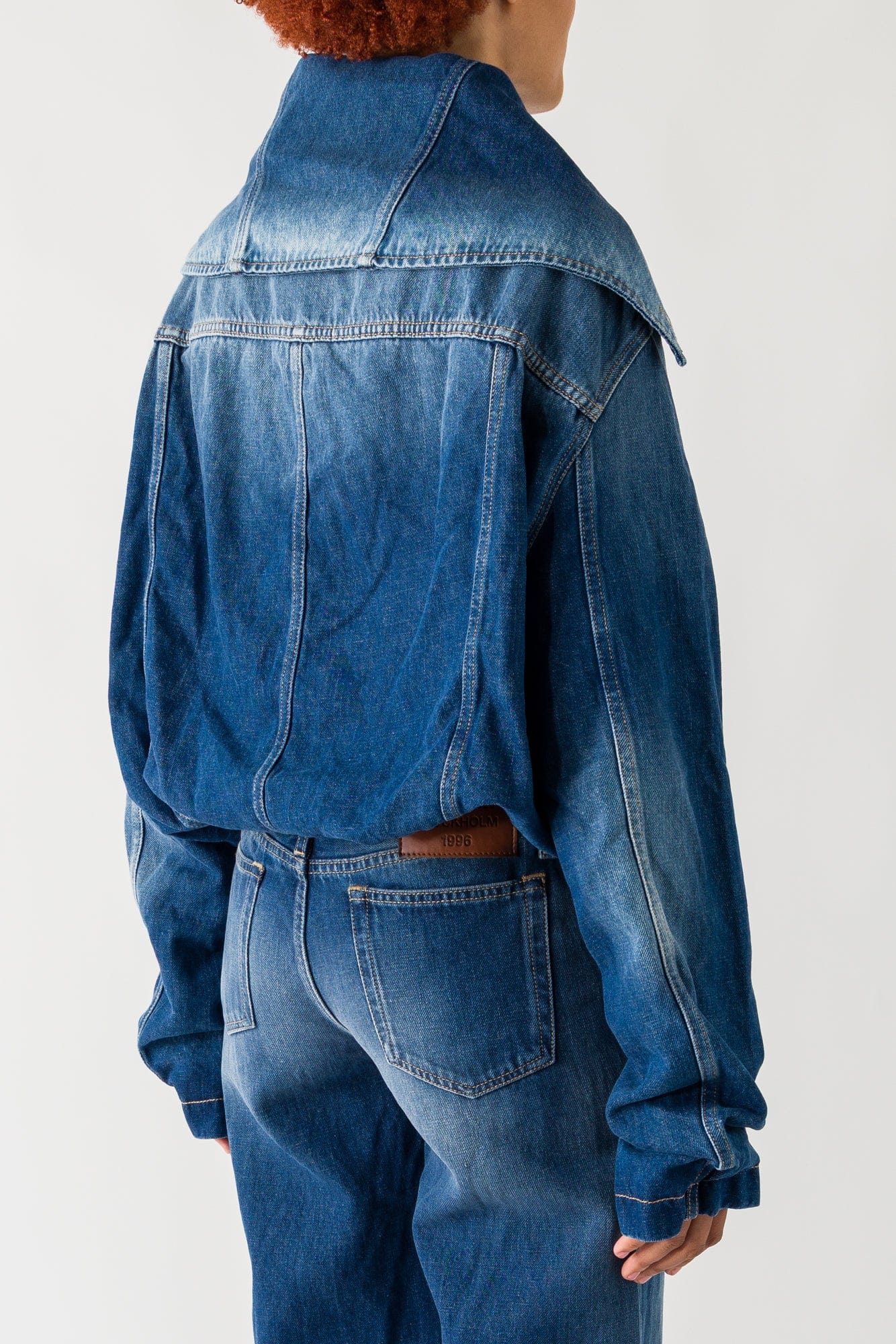 Acne Studios Cropped Denim Jacket In Mid Blue - Image 3