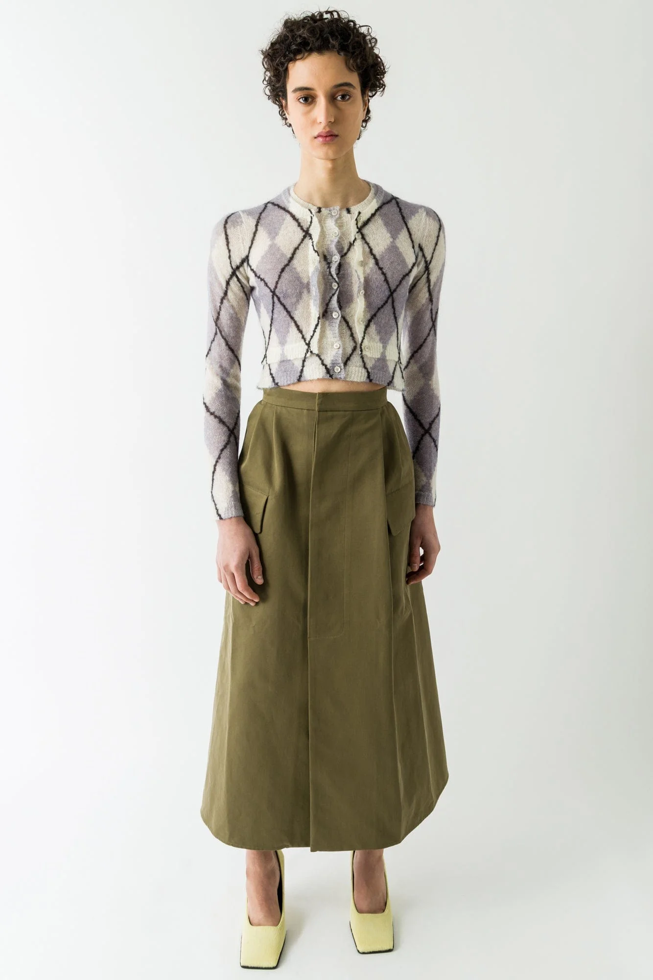 Acne Studios Cropped Knit Sweater In Mauve Grey - Image 4