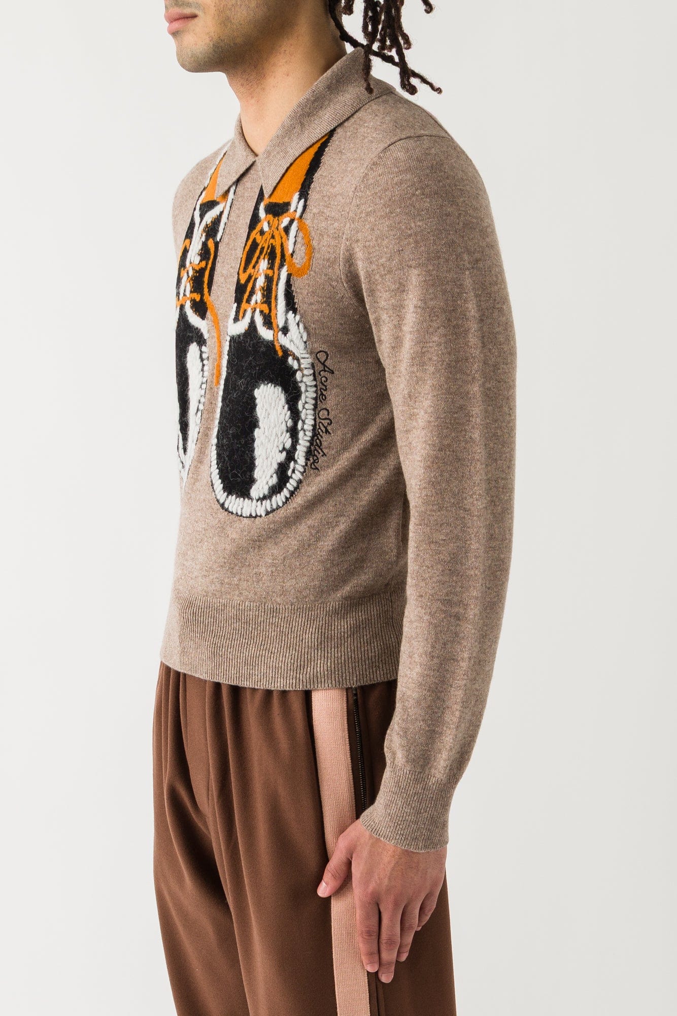 Acne Studios Graphic Knit in Greige Melange - Image 2