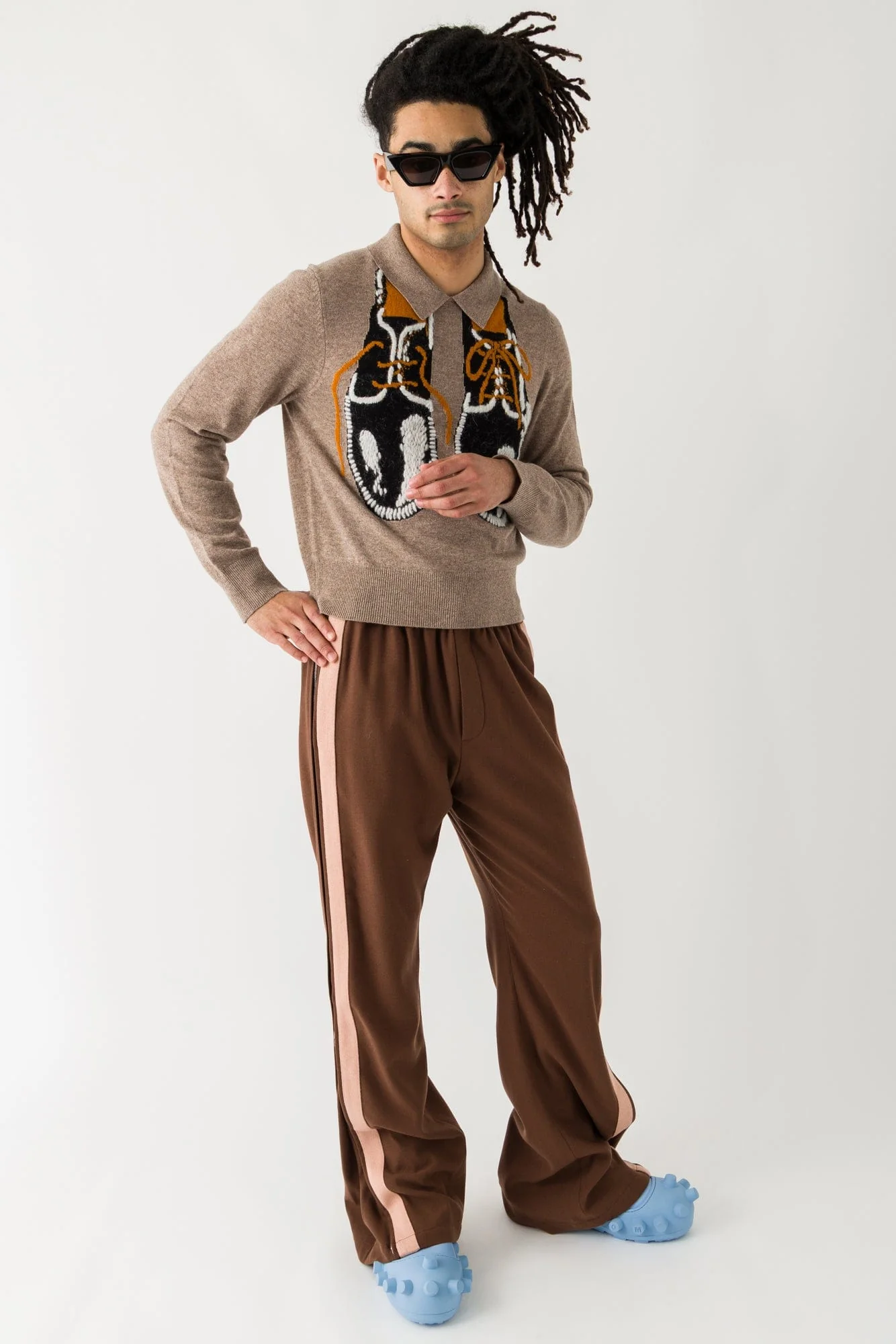 Acne Studios Graphic Knit in Greige Melange - Image 4