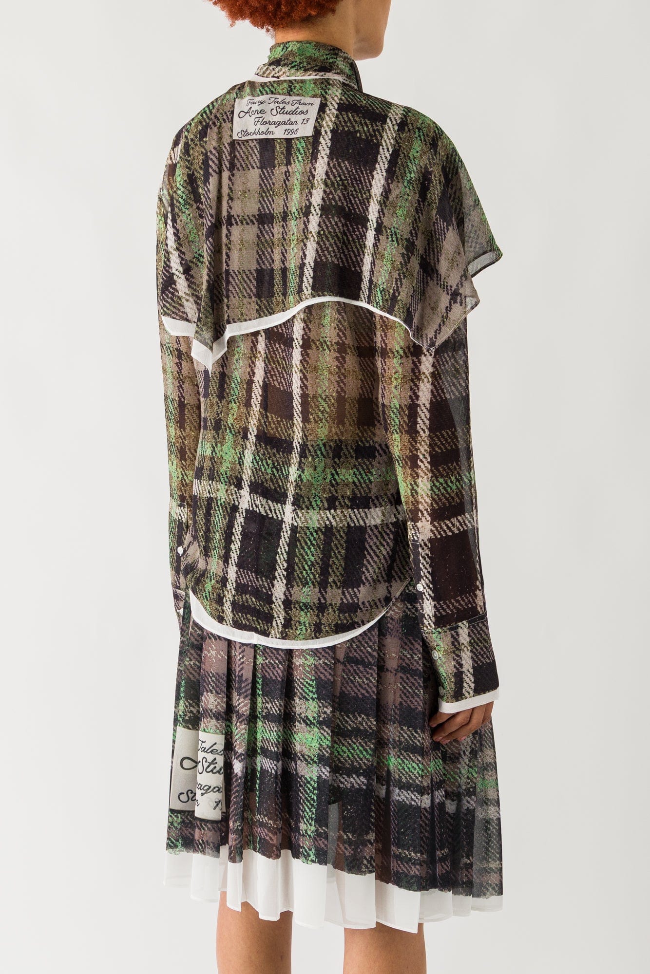 Acne Studios Plaid Blouse In Green/Grey - Image 3