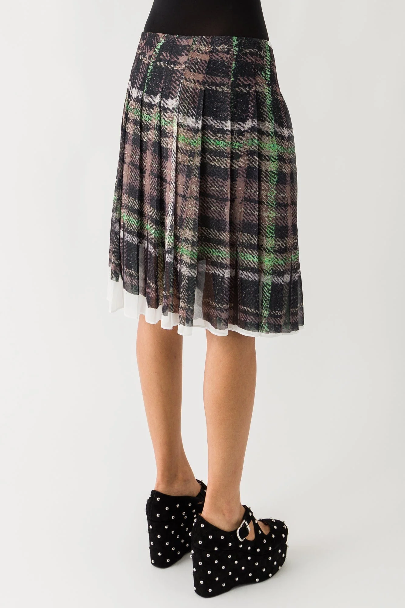 Acne Studios Plaid Skirt In Green/Grey - Image 3