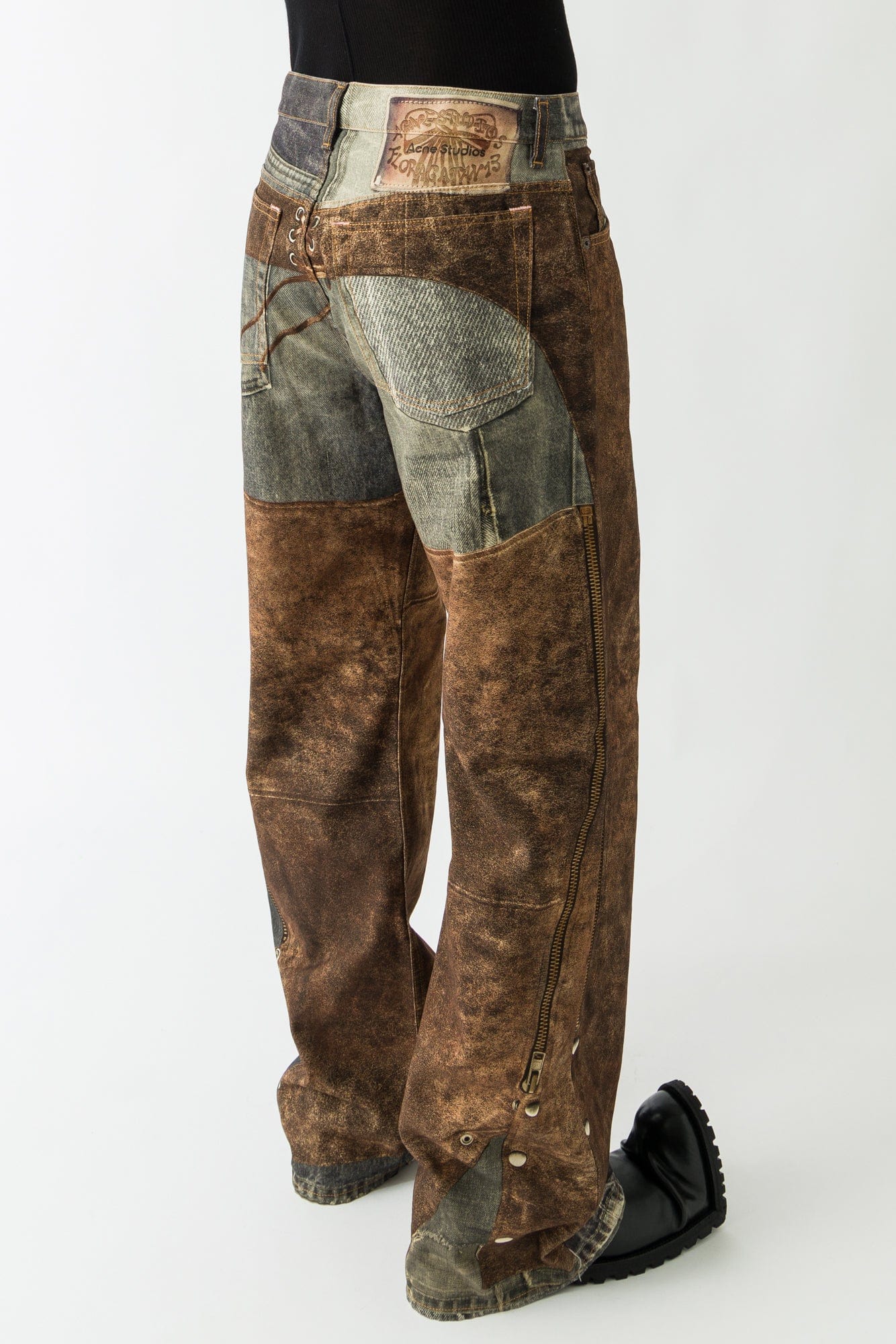 Acne Studios Textured Trousers in Brown - Image 3