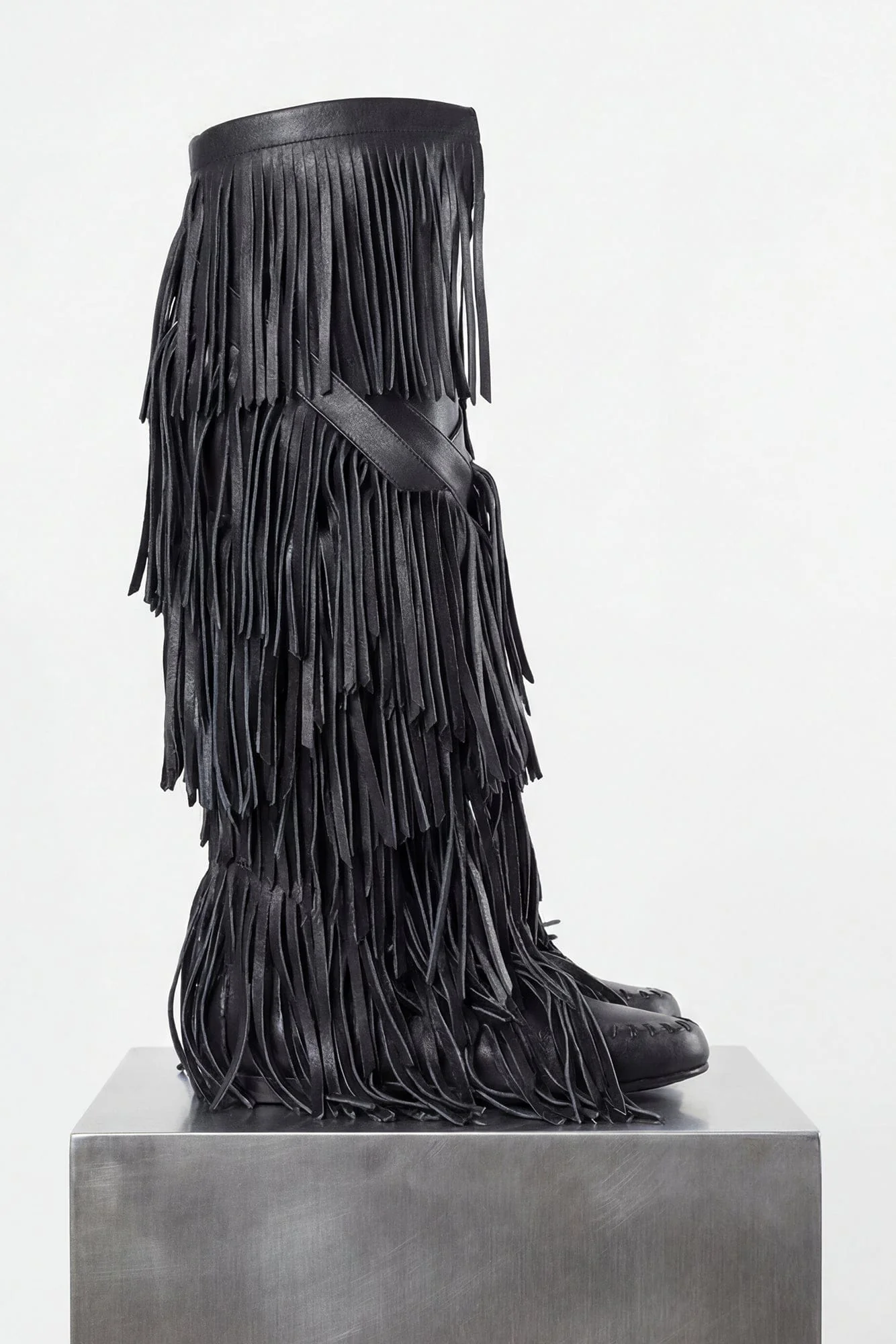 Ann Demeulemeester Aala Leather Fringe Boots In Black