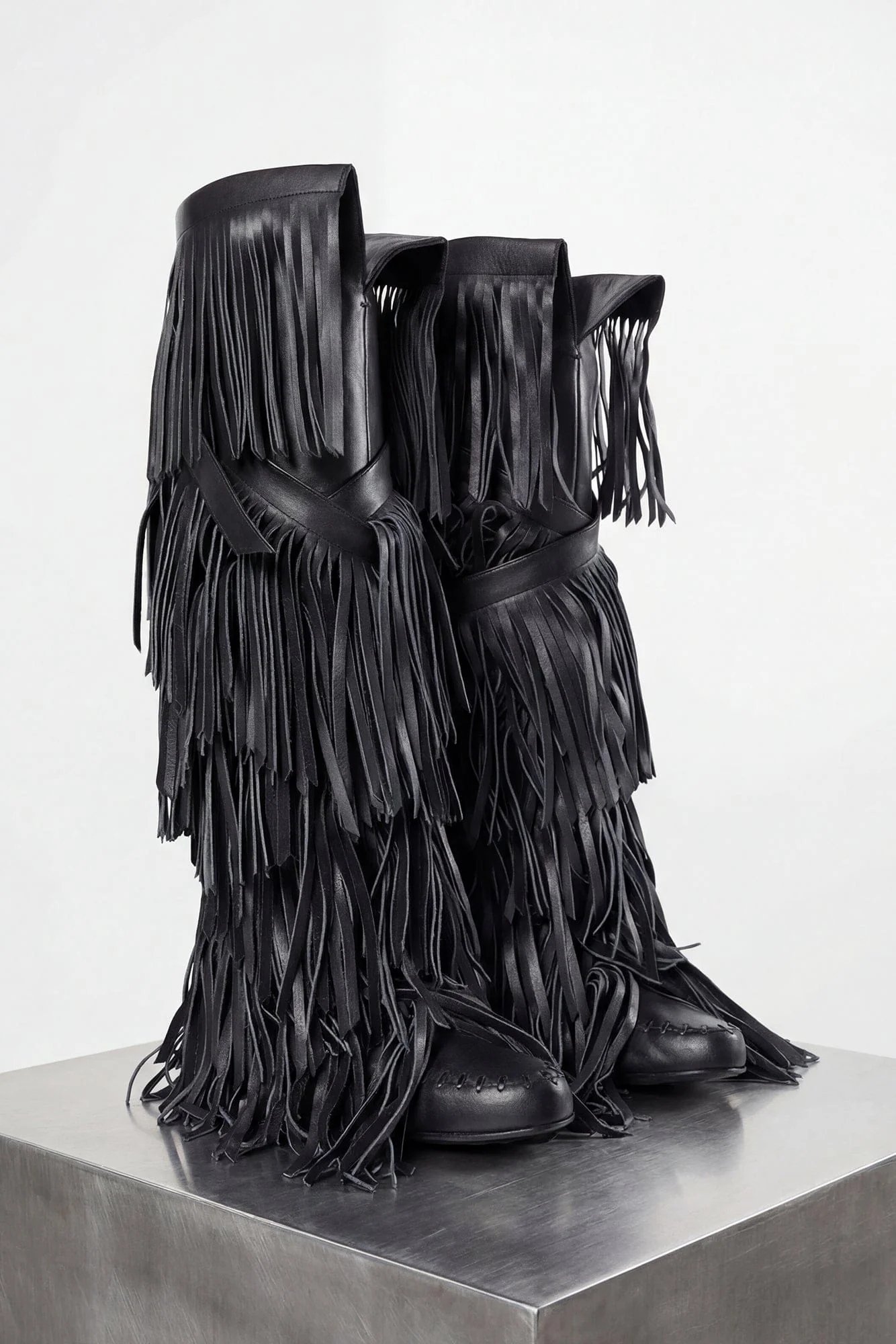 Ann Demeulemeester Aala Leather Fringe Boots In Black - Image 2