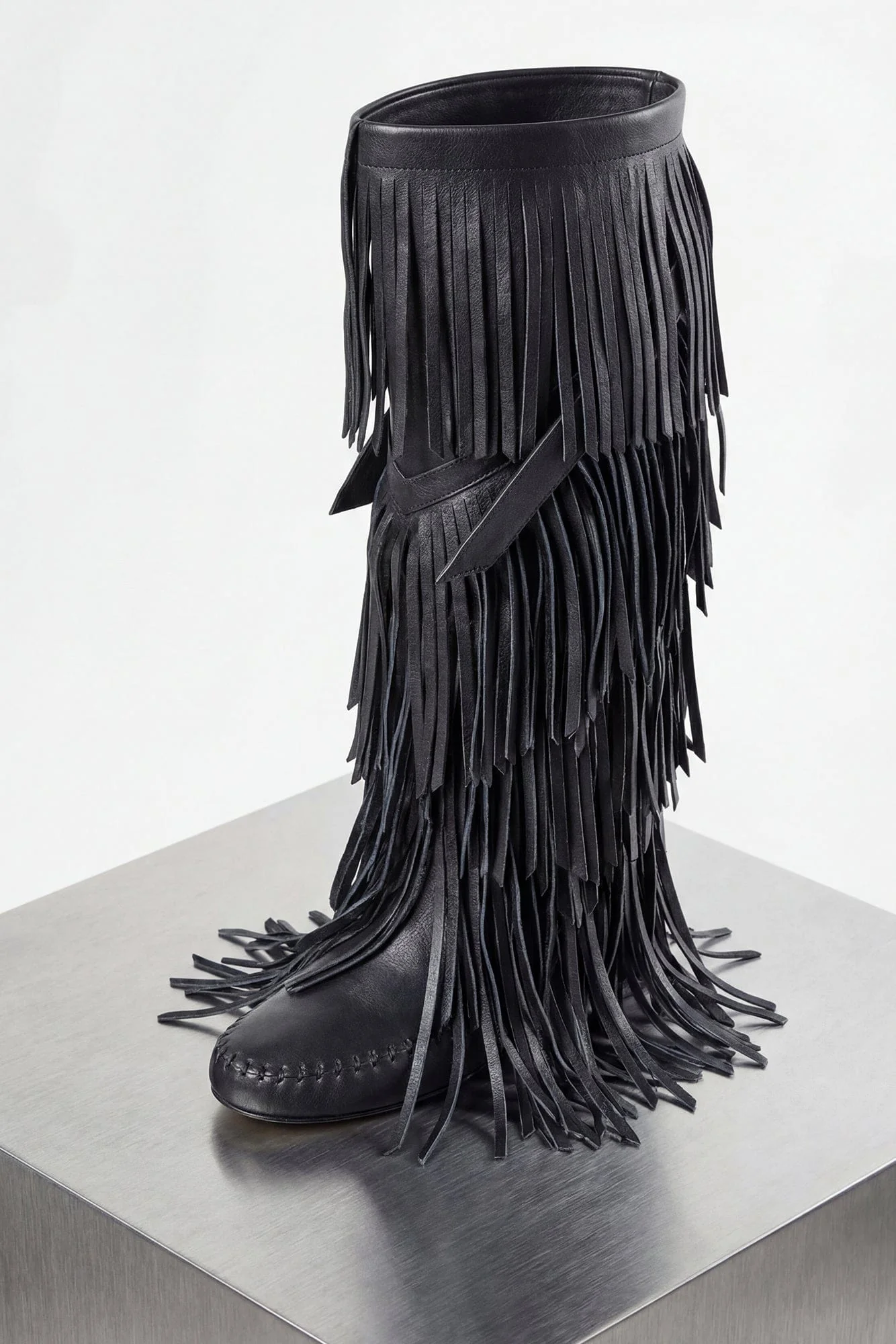 Ann Demeulemeester Aala Leather Fringe Boots In Black - Image 3