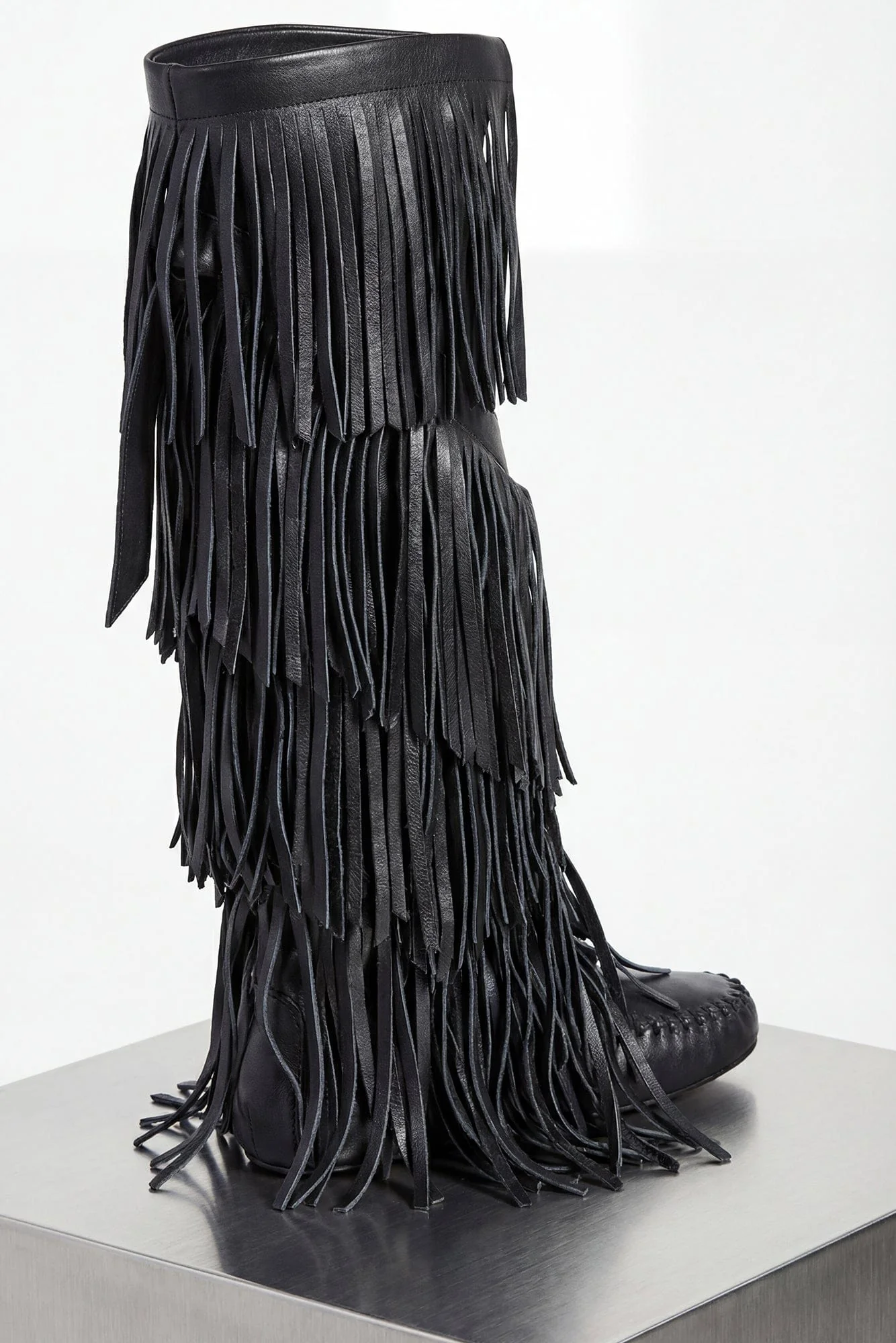 Ann Demeulemeester Aala Leather Fringe Boots In Black - Image 4