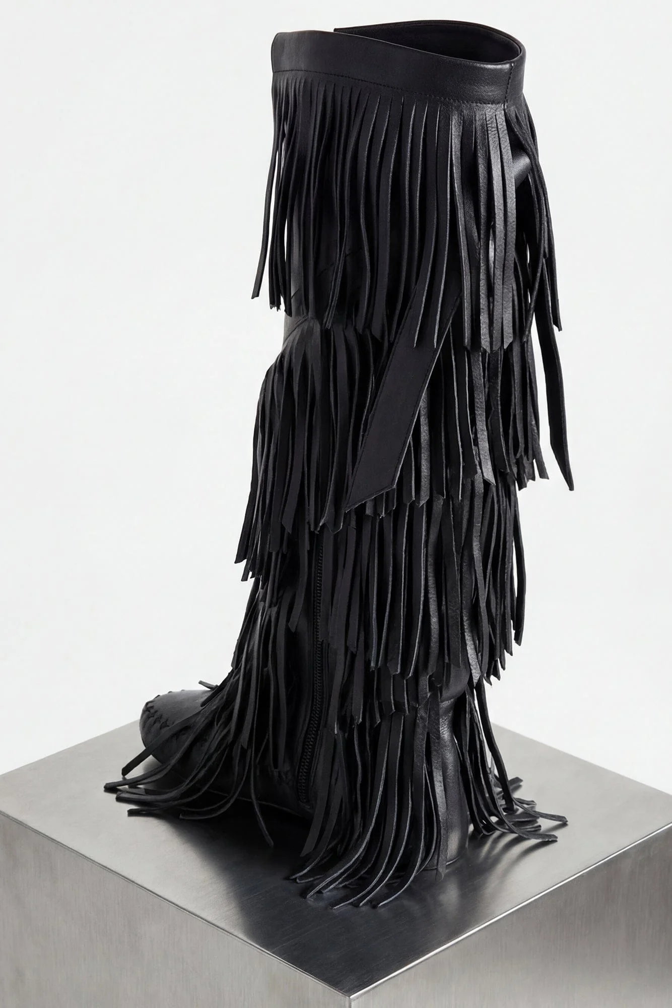 Ann Demeulemeester Aala Leather Fringe Boots In Black - Image 5