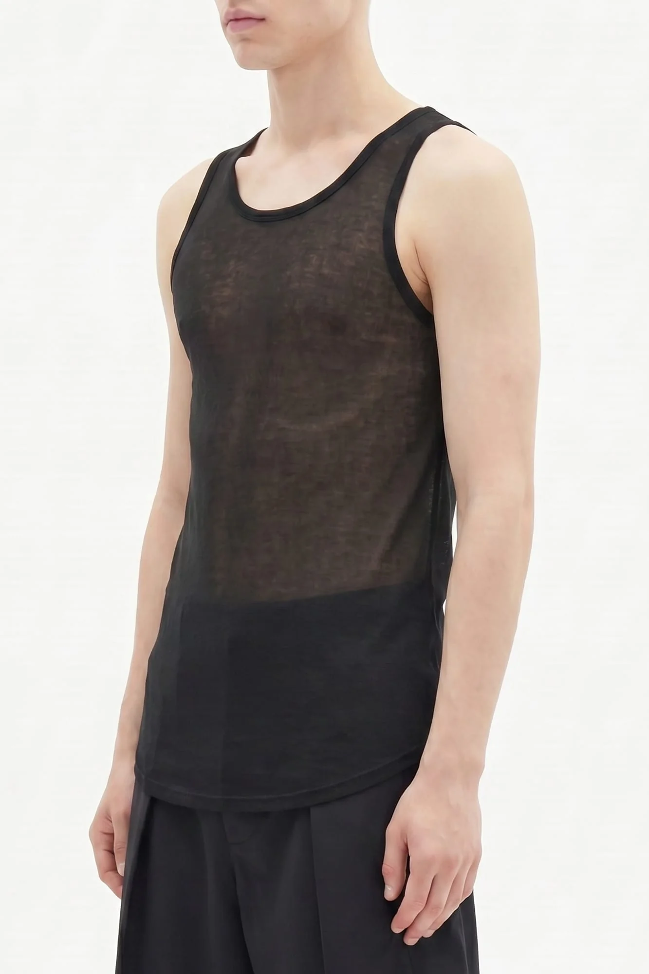 Ann Demeulemeester Boris Wrinkled Cropped Tank In Black - Image 2