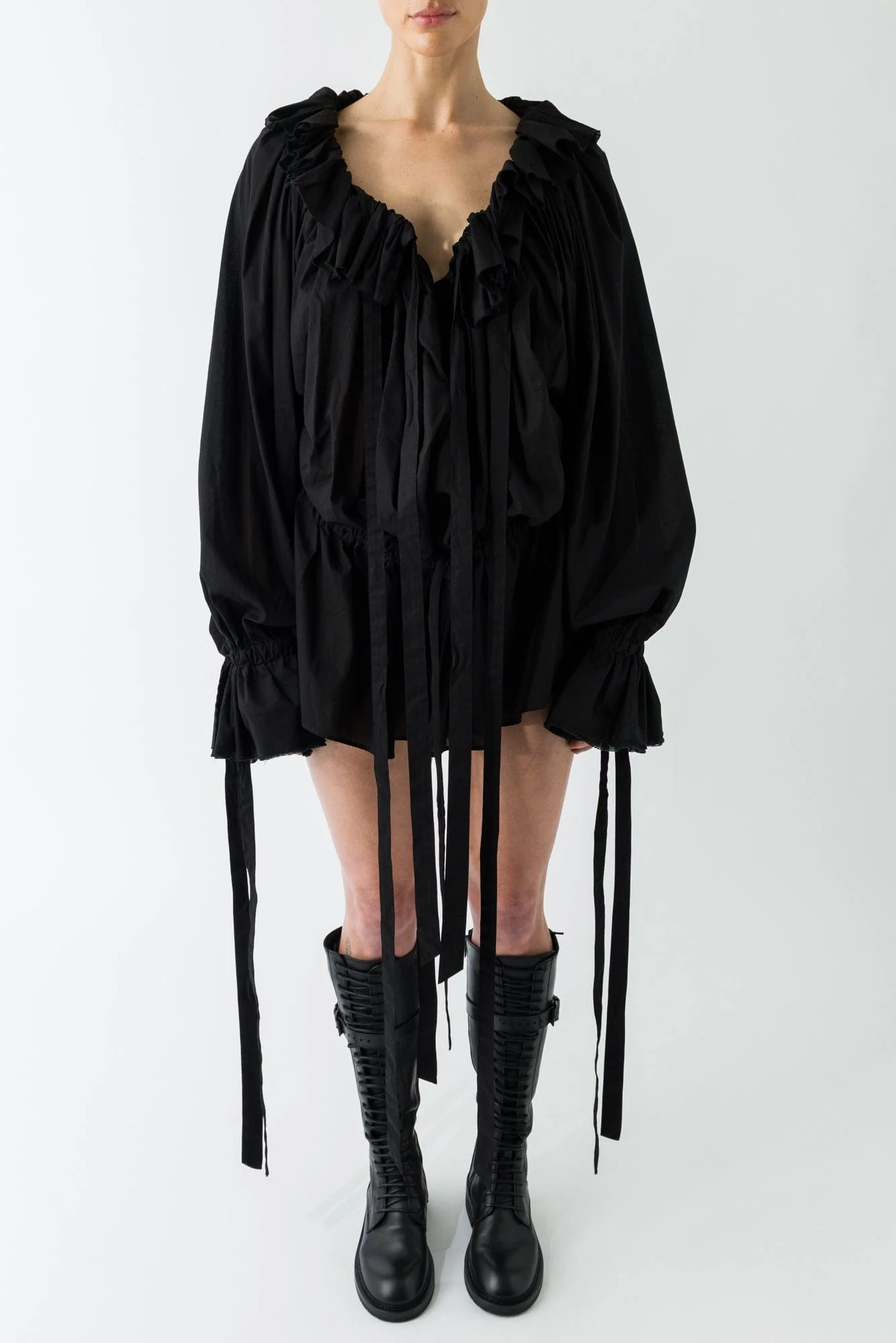Ann Demeulemeester Bregje Ruffled Dress In Black