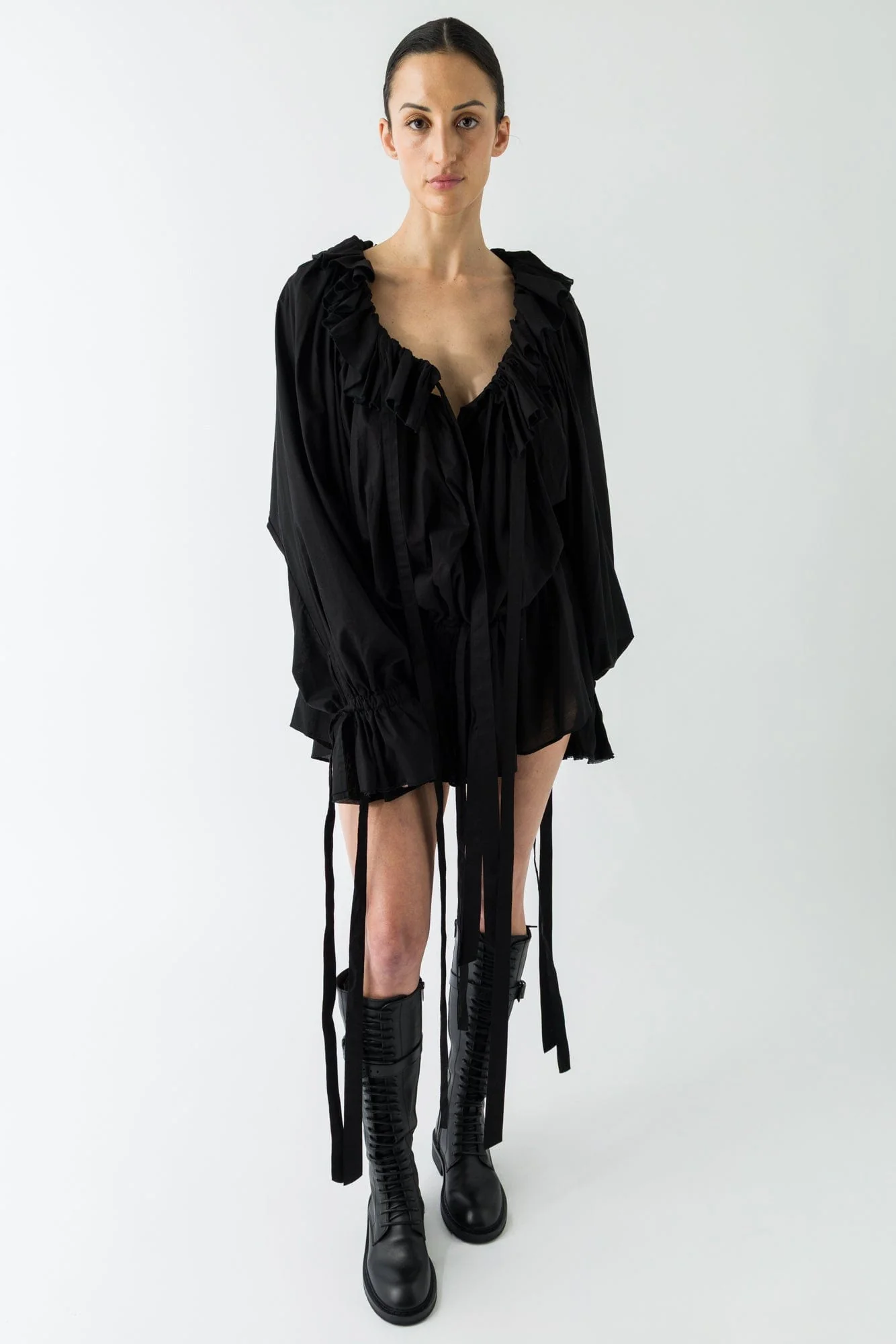 Ann Demeulemeester Bregje Ruffled Dress In Black - Image 4