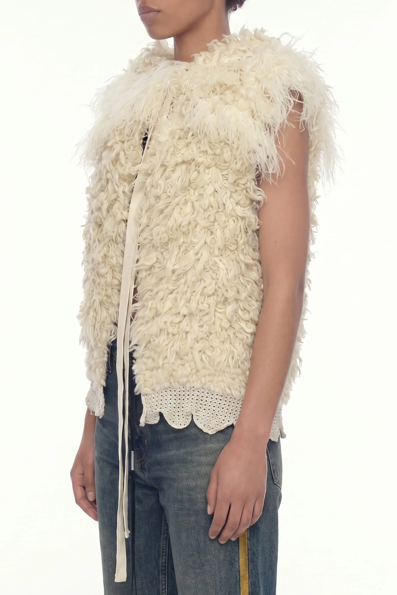 Ann Demeulemeester Emke Feathered Vest In Natural White - Image 2