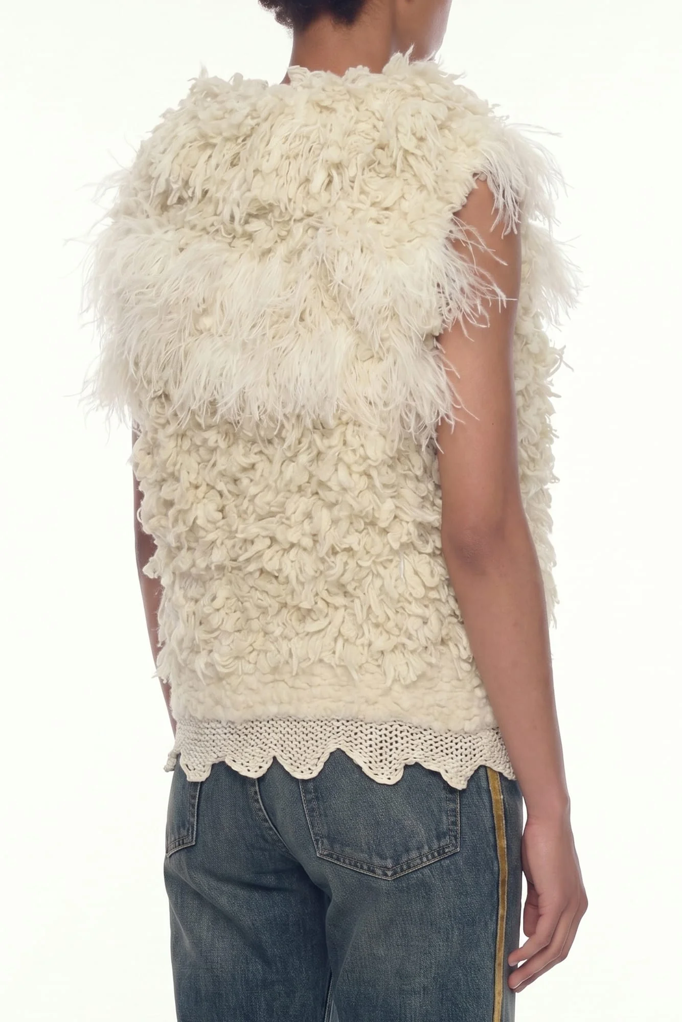 Ann Demeulemeester Emke Feathered Vest In Natural White - Image 3
