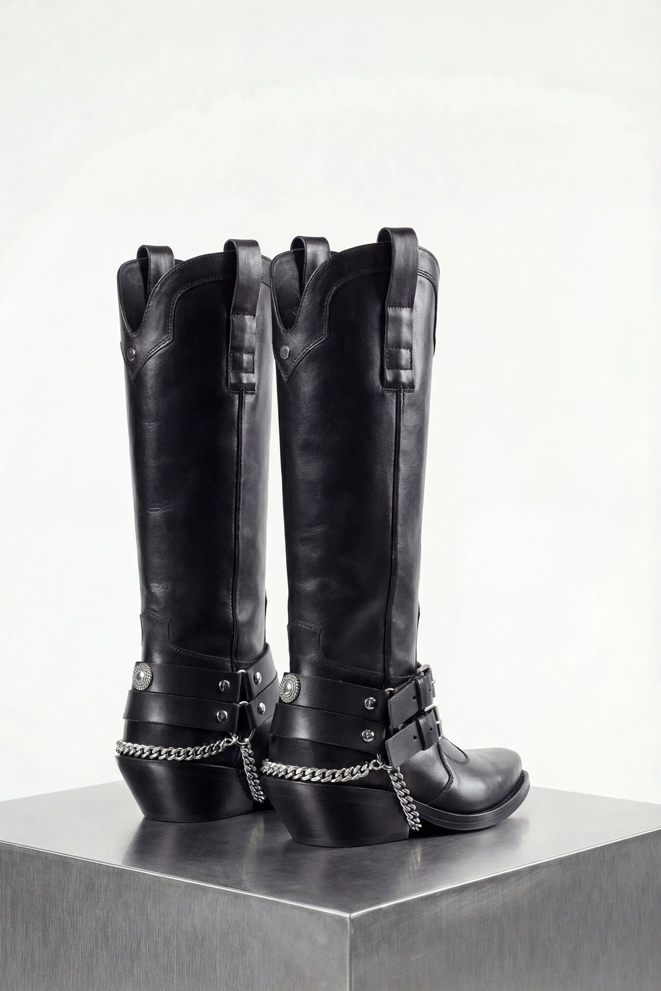 Ann Demeulemeester Finnbo Santiags Belted Boots In Black - Image 3