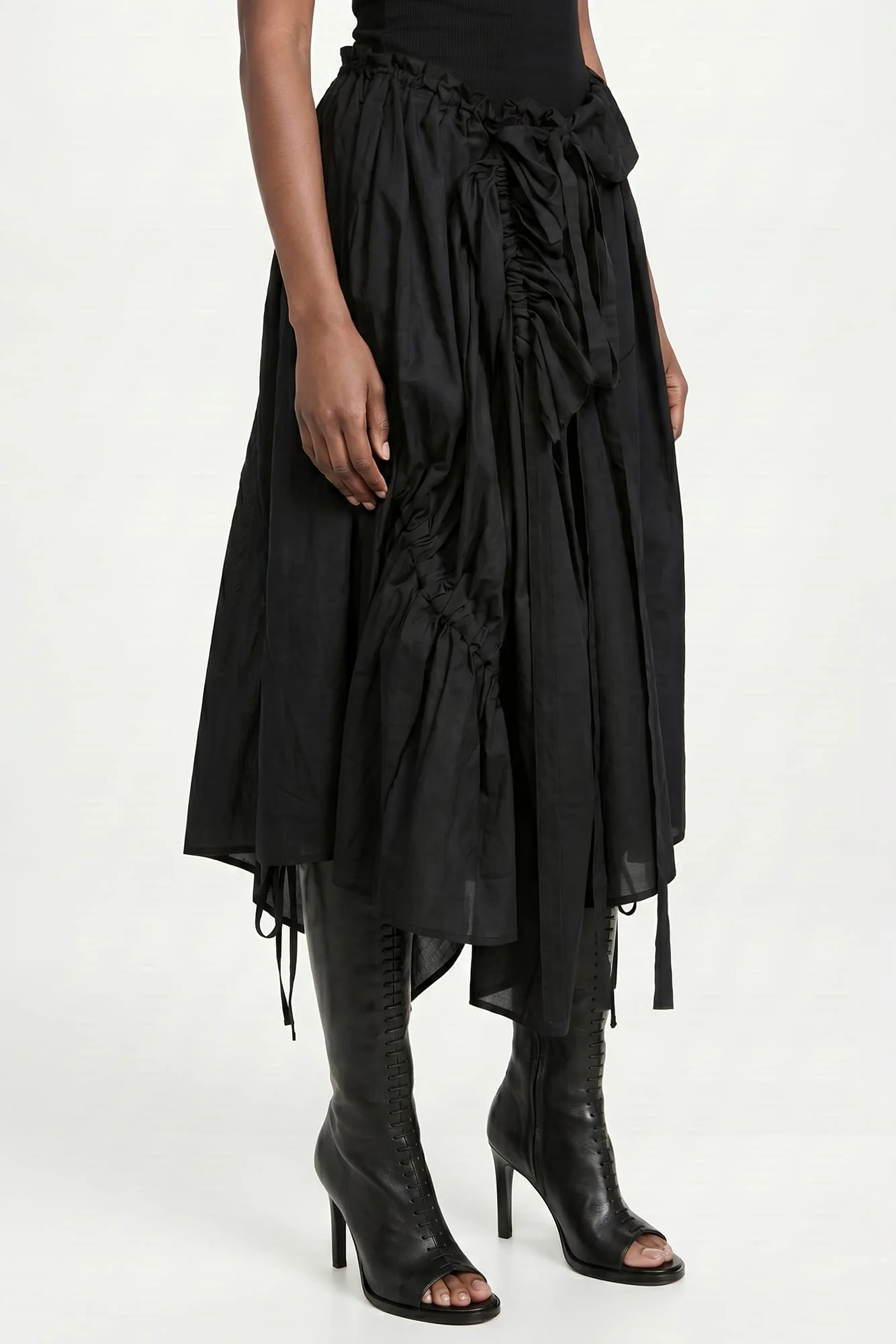 Ann Demeulemeester Maike Ruffled Midi Skirt In Black - Image 2
