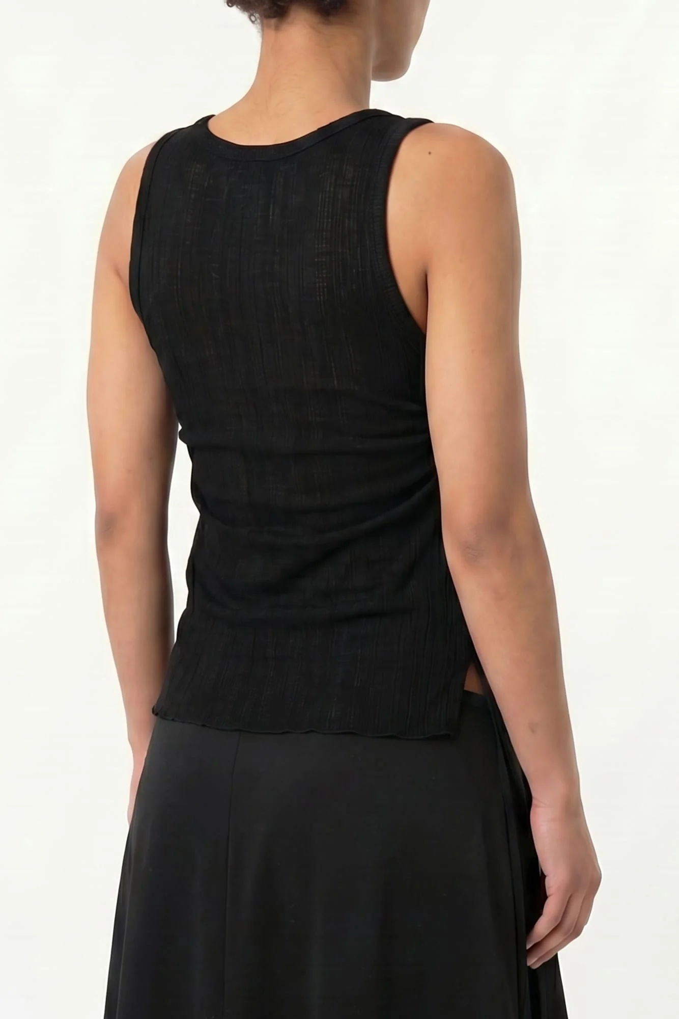 Ann Demeulemeester Mara Wrinkled Cropped Tank In Black - Image 3