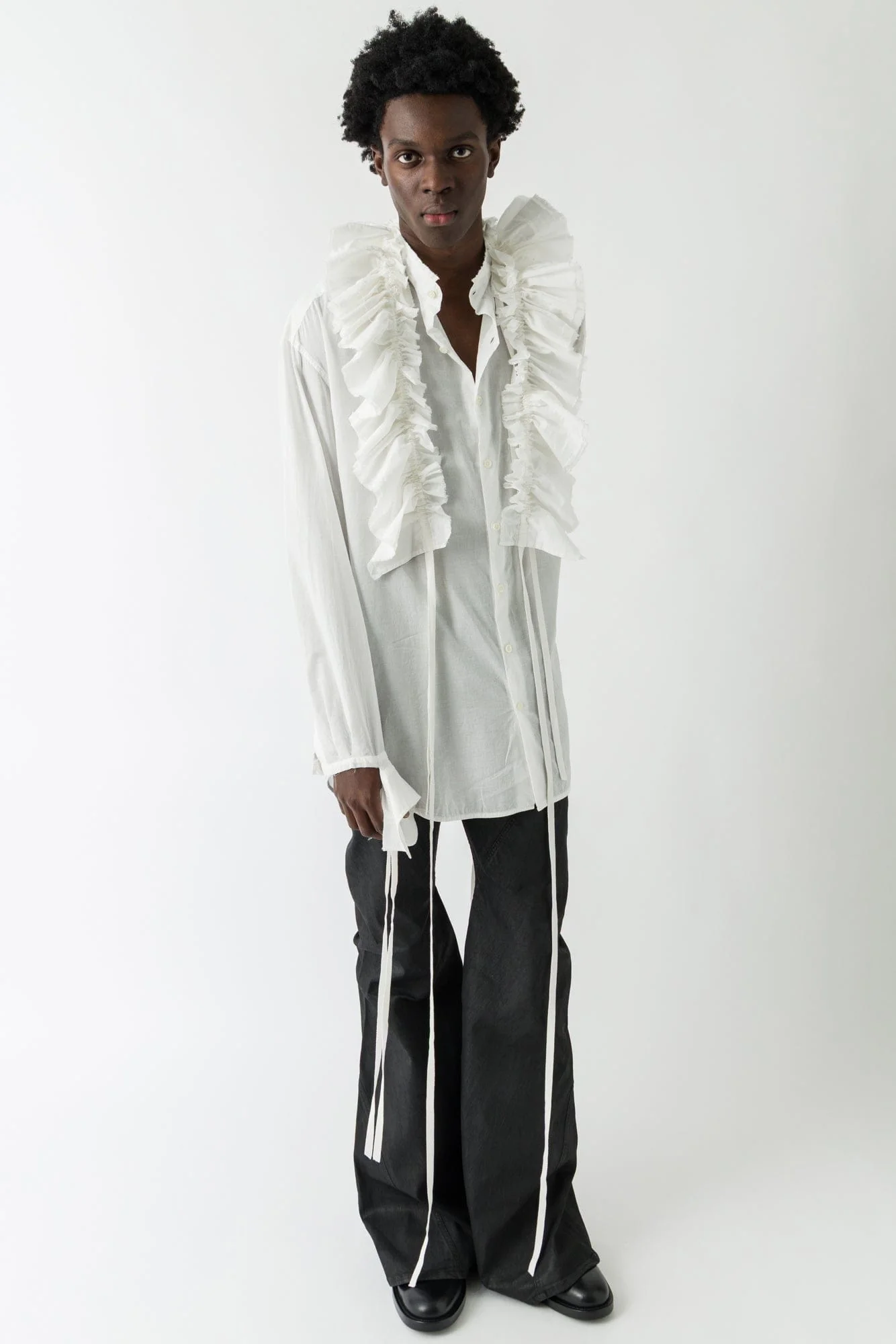 Ann Demeulemeester Olof Ruffled Collar In Light Cotton - Image 4