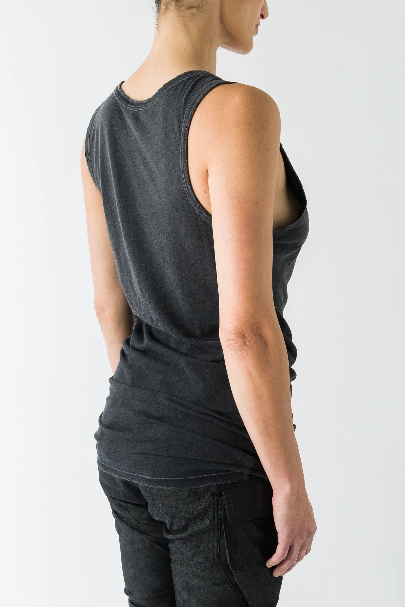 Ann Demeulemeester Seva Infinite Feathers Tank In Faded Black - Image 3