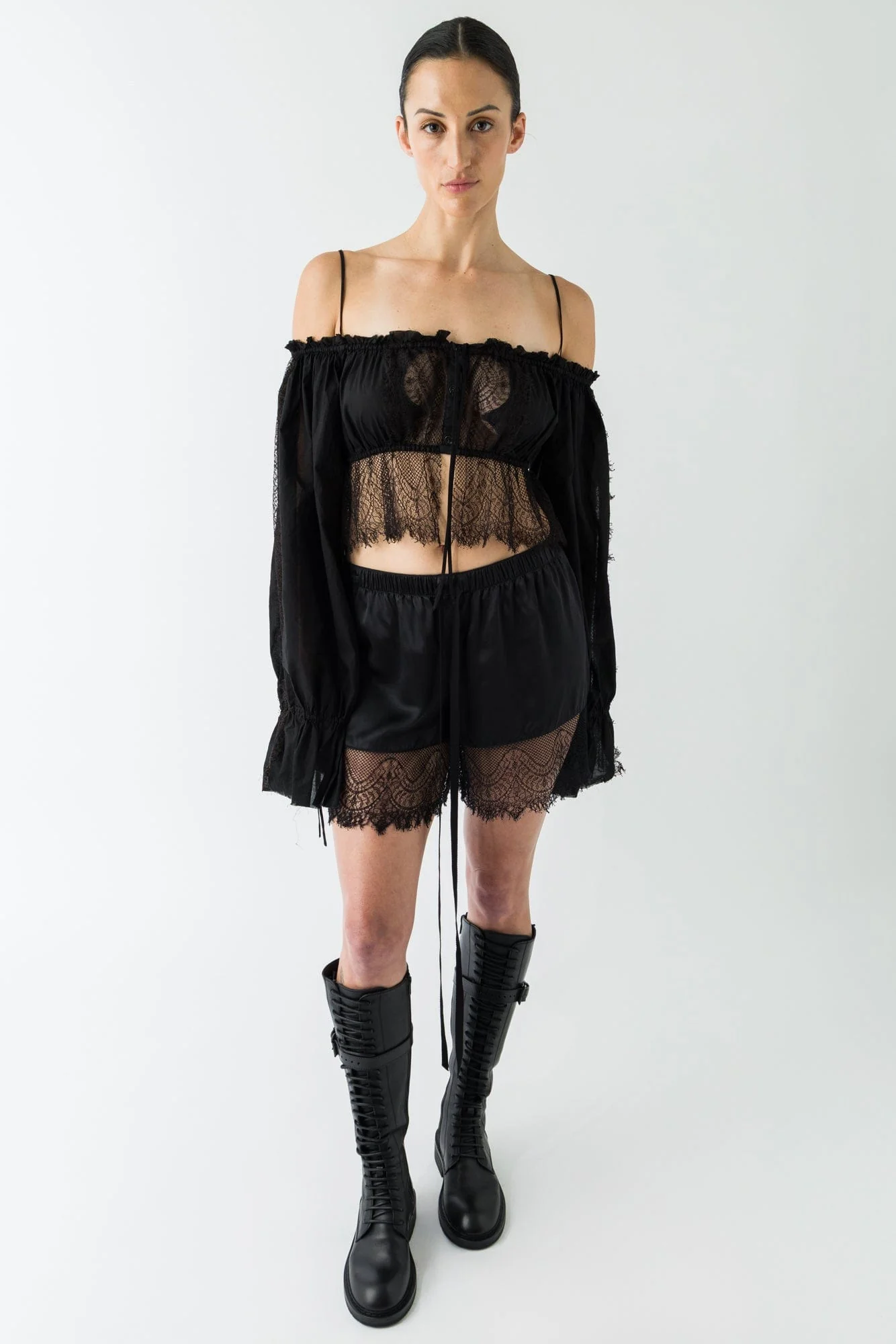 Ann Demeulemeester Vere Micro Boxer With Lace In Black - Image 4