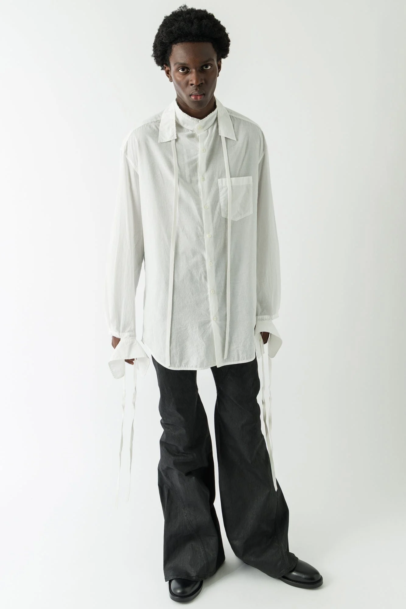 Ann Demeulemeester Wille Cuffed Long Sleeve Shirt In Light Cotton - Image 4