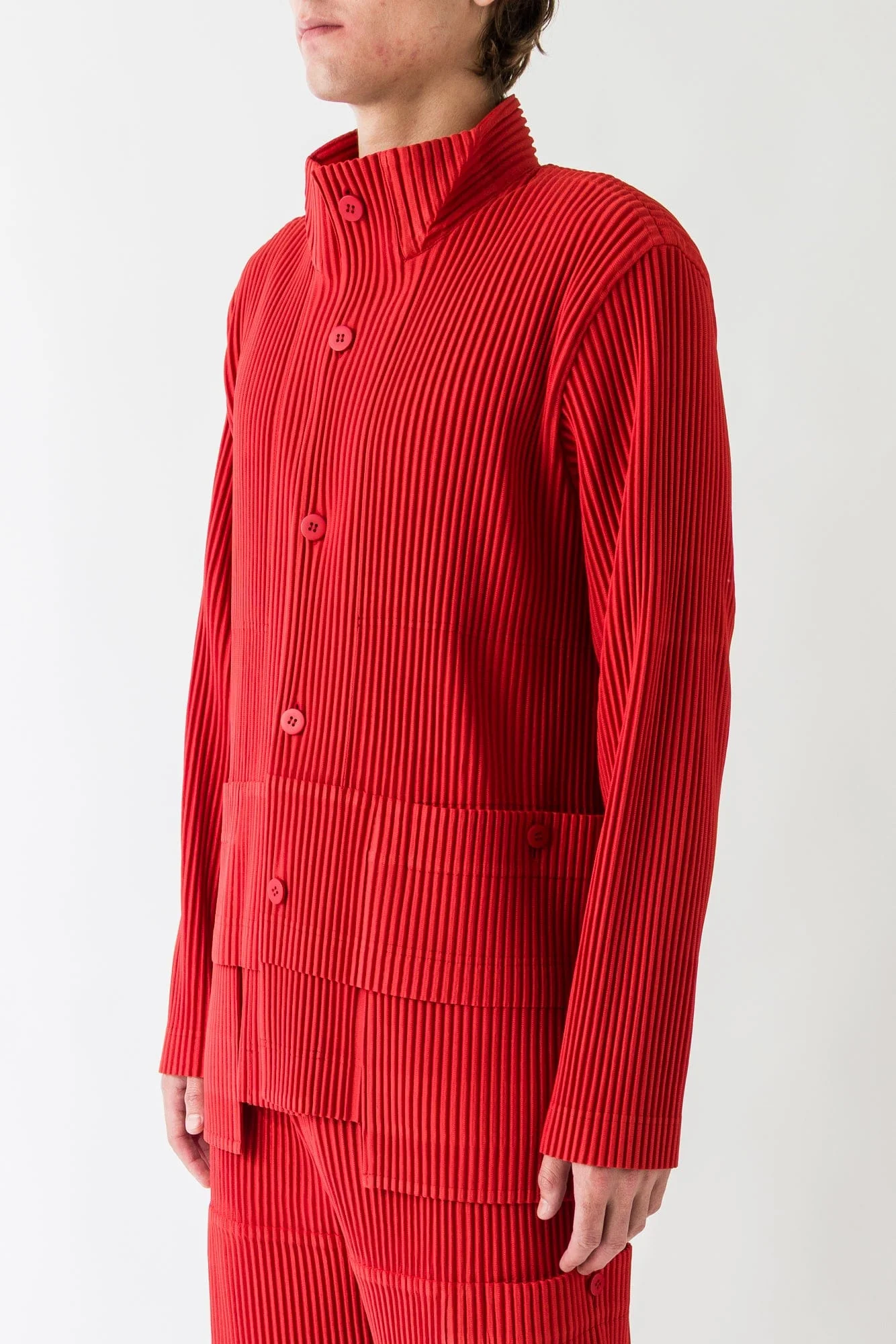 Homme Plissé Issey Miyake Multi-Pocket Shirt In Jasper Red - Image 2