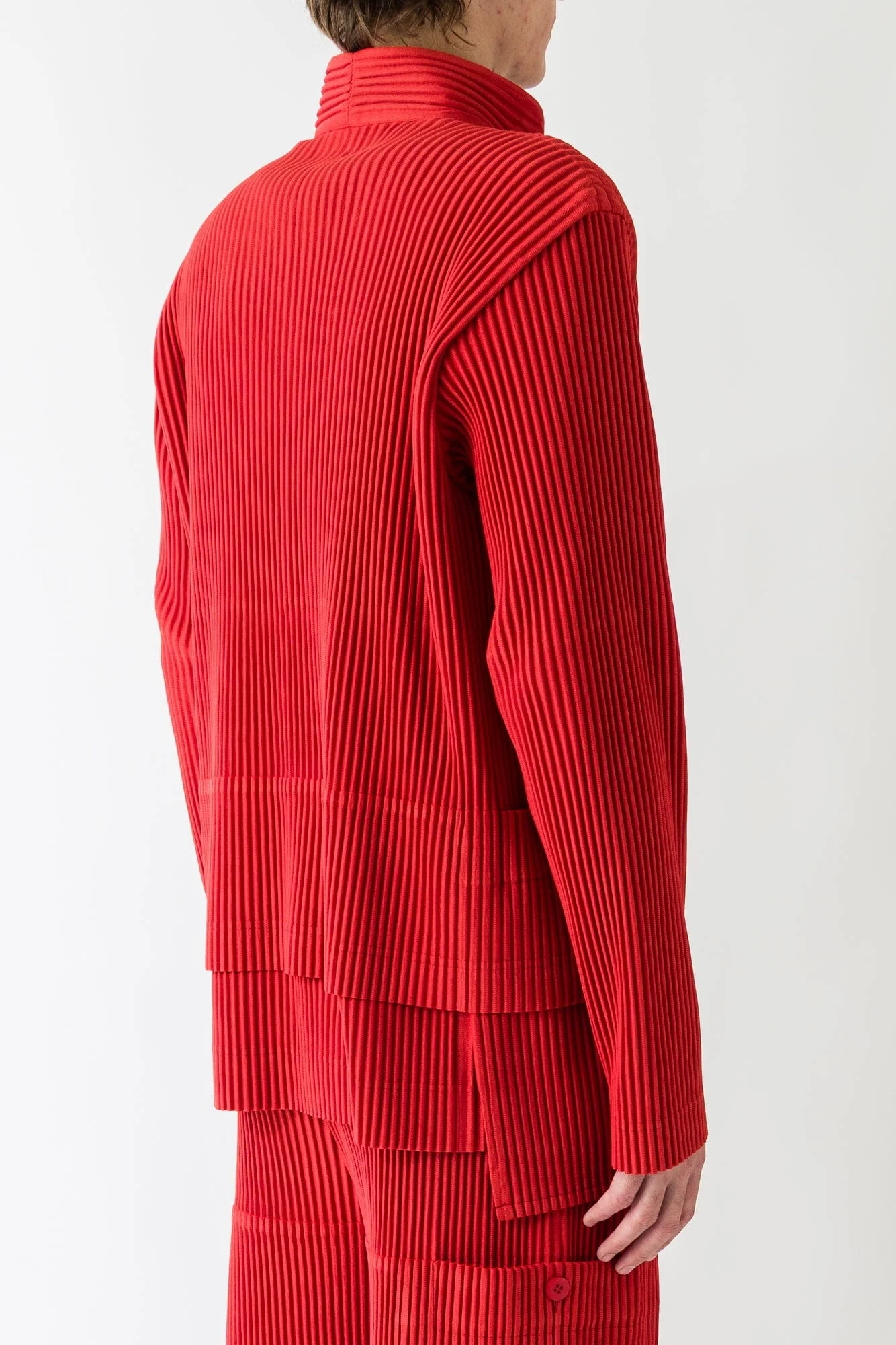 Homme Plissé Issey Miyake Multi-Pocket Shirt In Jasper Red - Image 3