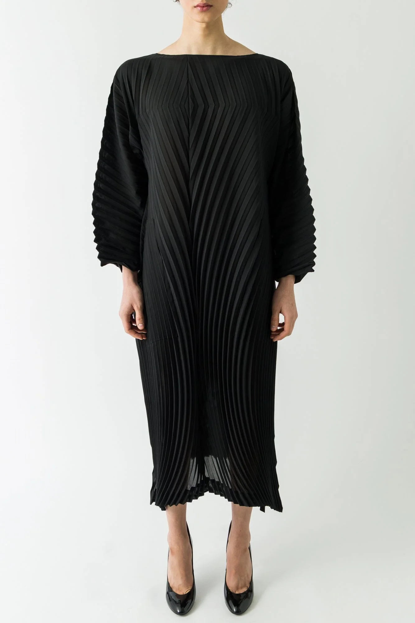 Issey Miyake Wave Pleats Dress in Black