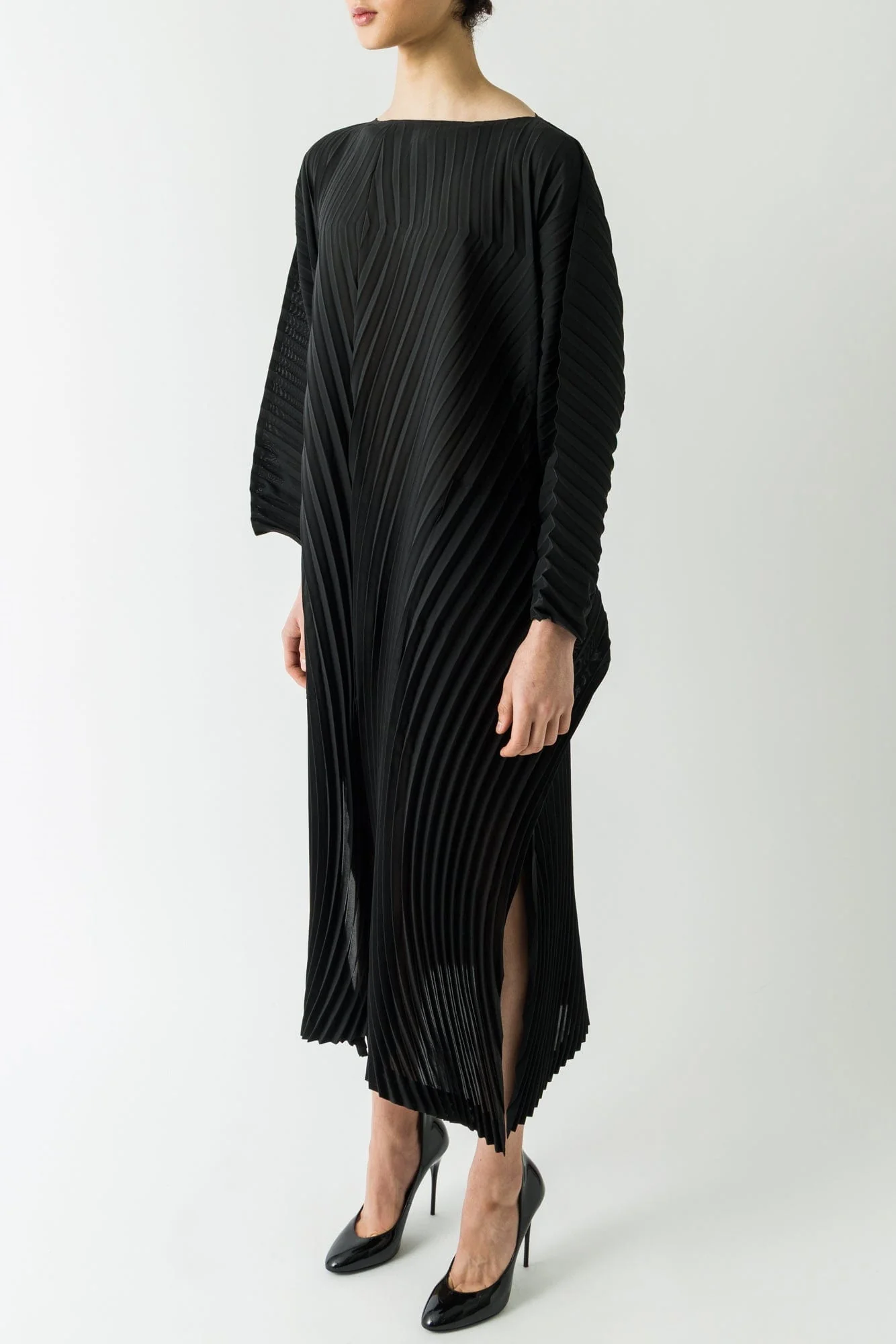Issey Miyake Wave Pleats Dress in Black - Image 2