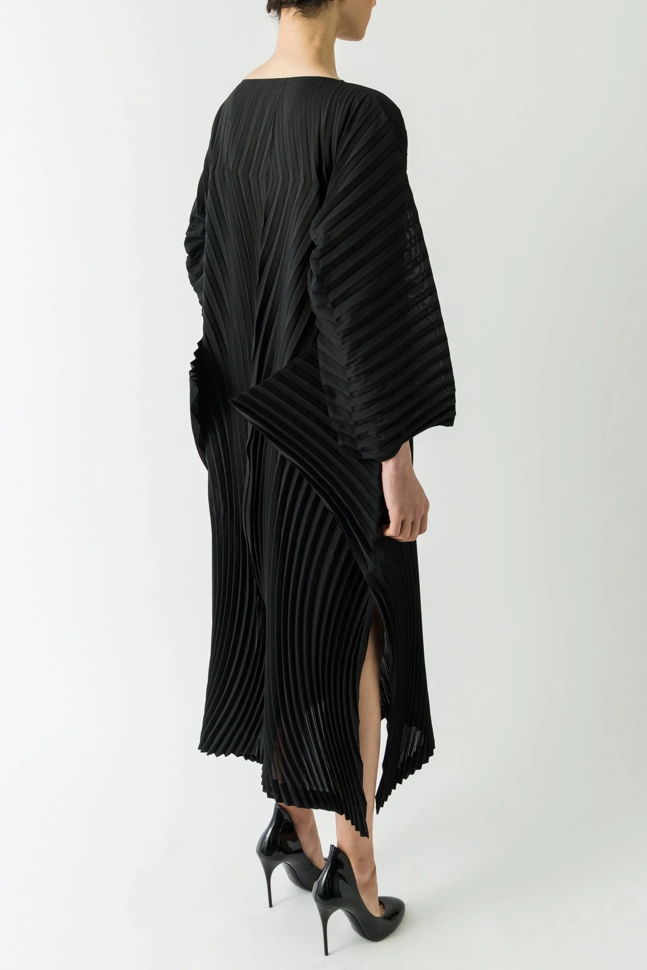 Issey Miyake Wave Pleats Dress in Black - Image 3